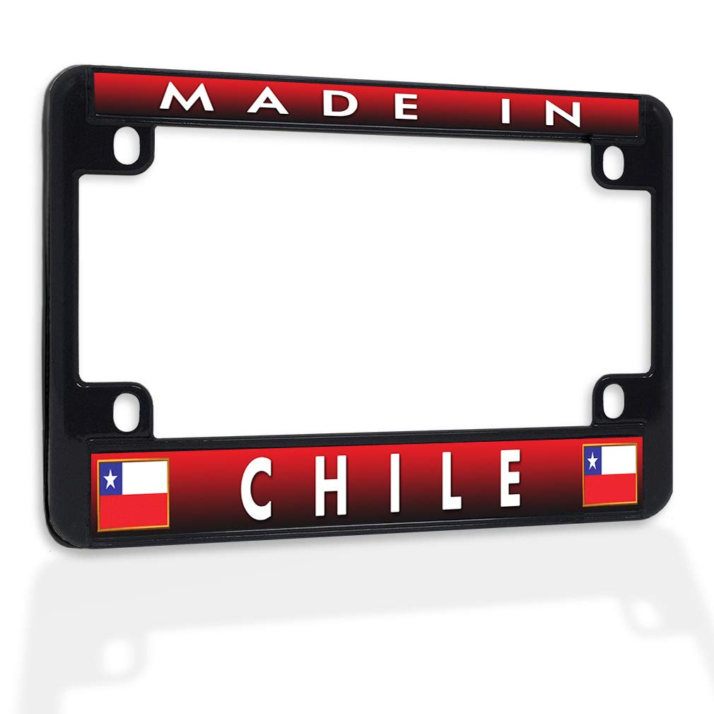 Premium Metal Insert Bike License Plate Frame - Weatherproof Motorcycle Accessories - Black 4-Hole Solid Design - Made in Chile - Perfect for Harley, Honda, Yamaha & Cruiser Bikes