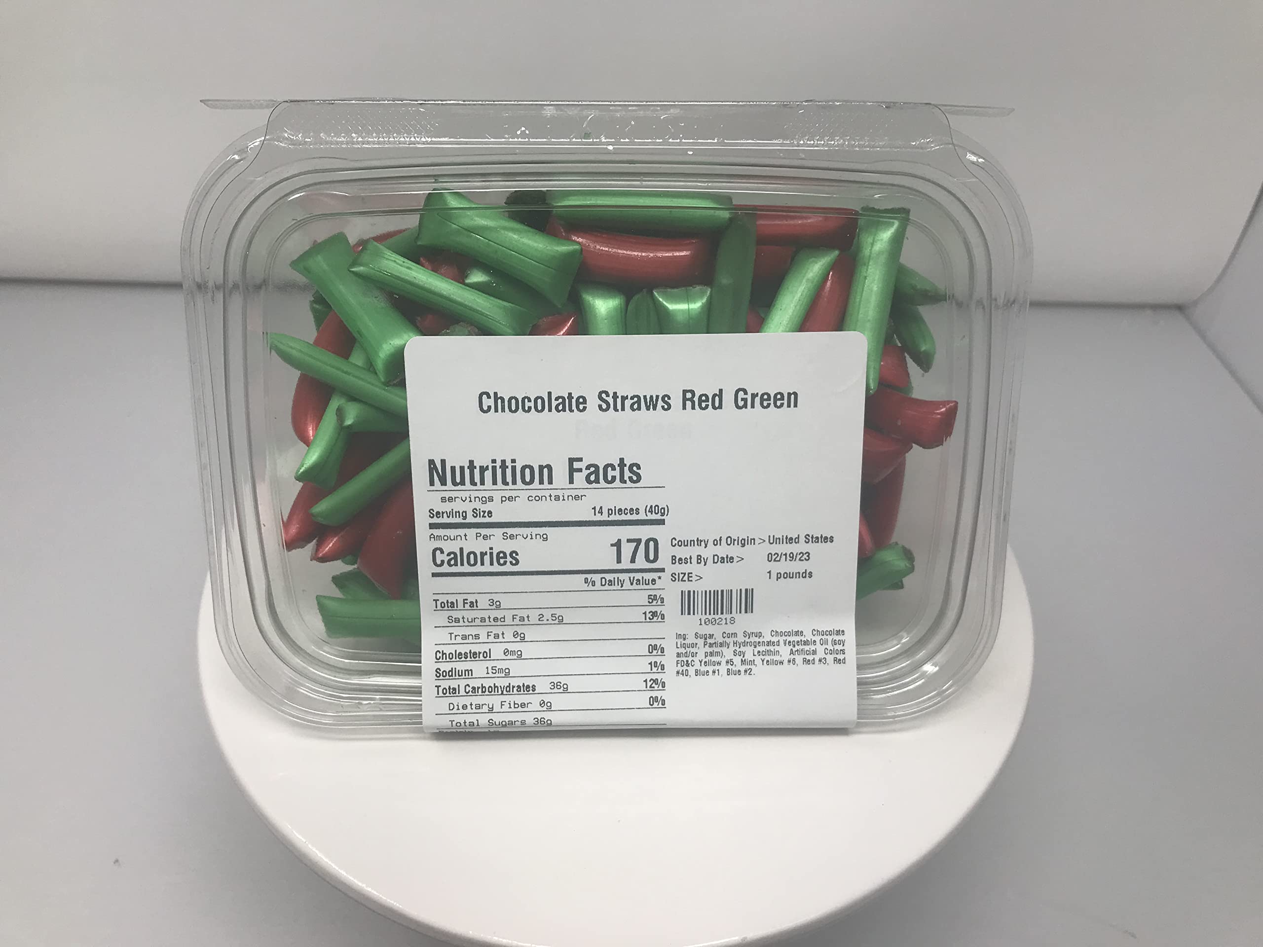 Old Fashioned Chocolate Straws - Red & Green 1 lb Straws Filled with Premium Chocolate | Perfect for Holiday Gifts, Party Favors & Sweet Treats