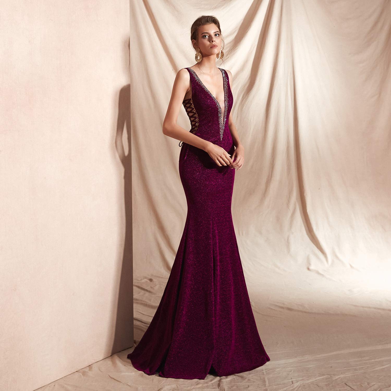 Elegant Women's Sexy Trumpet Mermaid Prom Dress - V-Neck Evening Gown for Wedding, Party & Special Occasions | Perfect for Brides, Bridesmaids & Formal Events