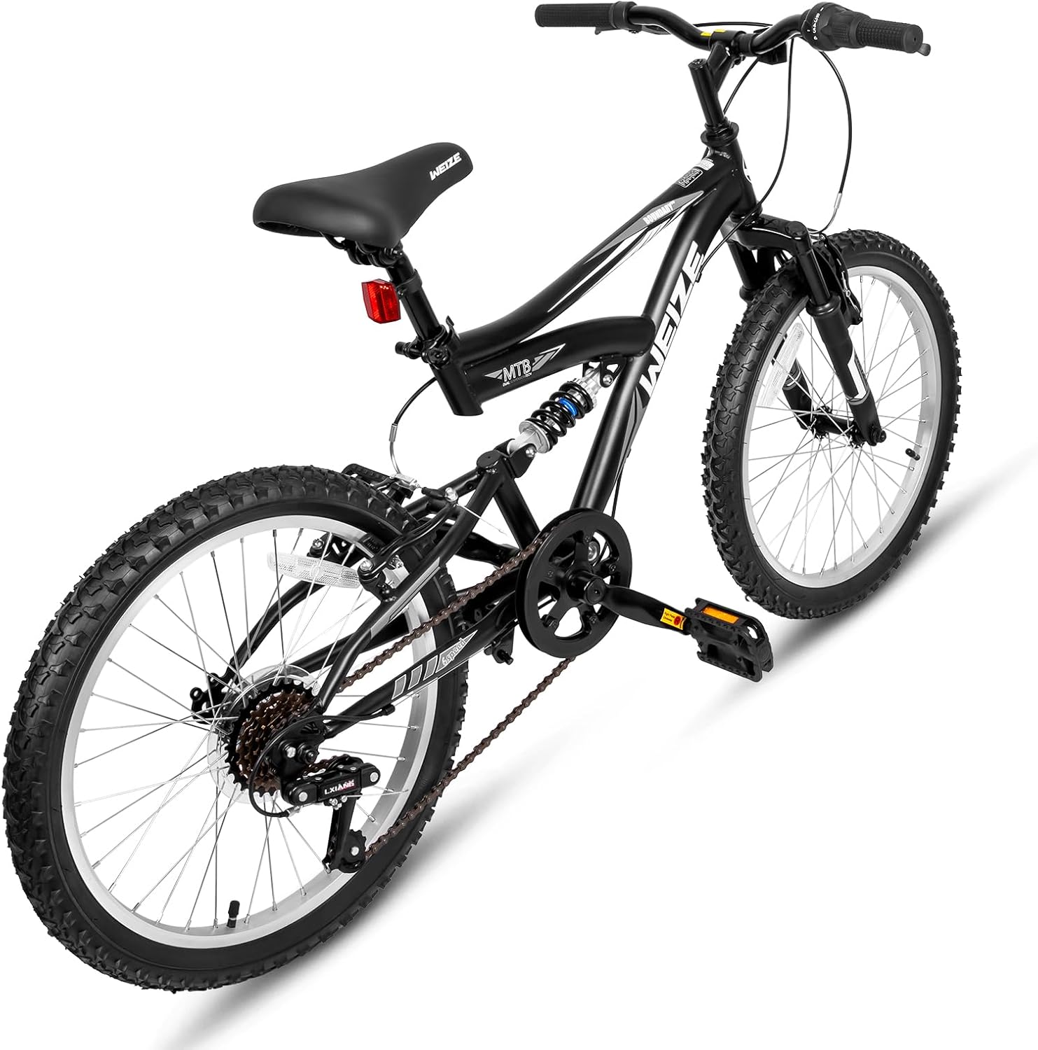 WEIZE 20 Inch Kids Mountain Bike for Boys & Girls Ages 6-13 - Dual Full Suspension, 6-Speed Drivetrain, High Carbon Steel Frame - Perfect for Trail Riding, Neighborhood Adventures & Outdoor Exploration