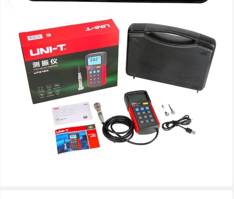 UNI-T UT315A Digital Vibration Tester - Measures Acceleration (0.1-200 m/s²), Speed (0.1-20 mm/s) & Displacement (1-2 mm) - Industrial Equipment Maintenance, Machine Condition Monitoring Tool