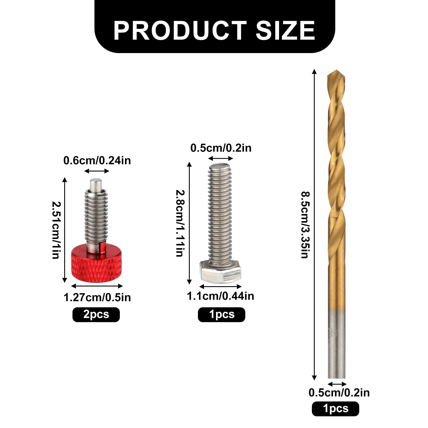 2-Pack M6 Stainless Steel Quick Release Pins with Spring Plunger & Bolt for Milwaukee Packout Toolbox Handle Removal Kit (Red) - Easy Toolbox Access & Organization for DIY, Construction & Workshop Use