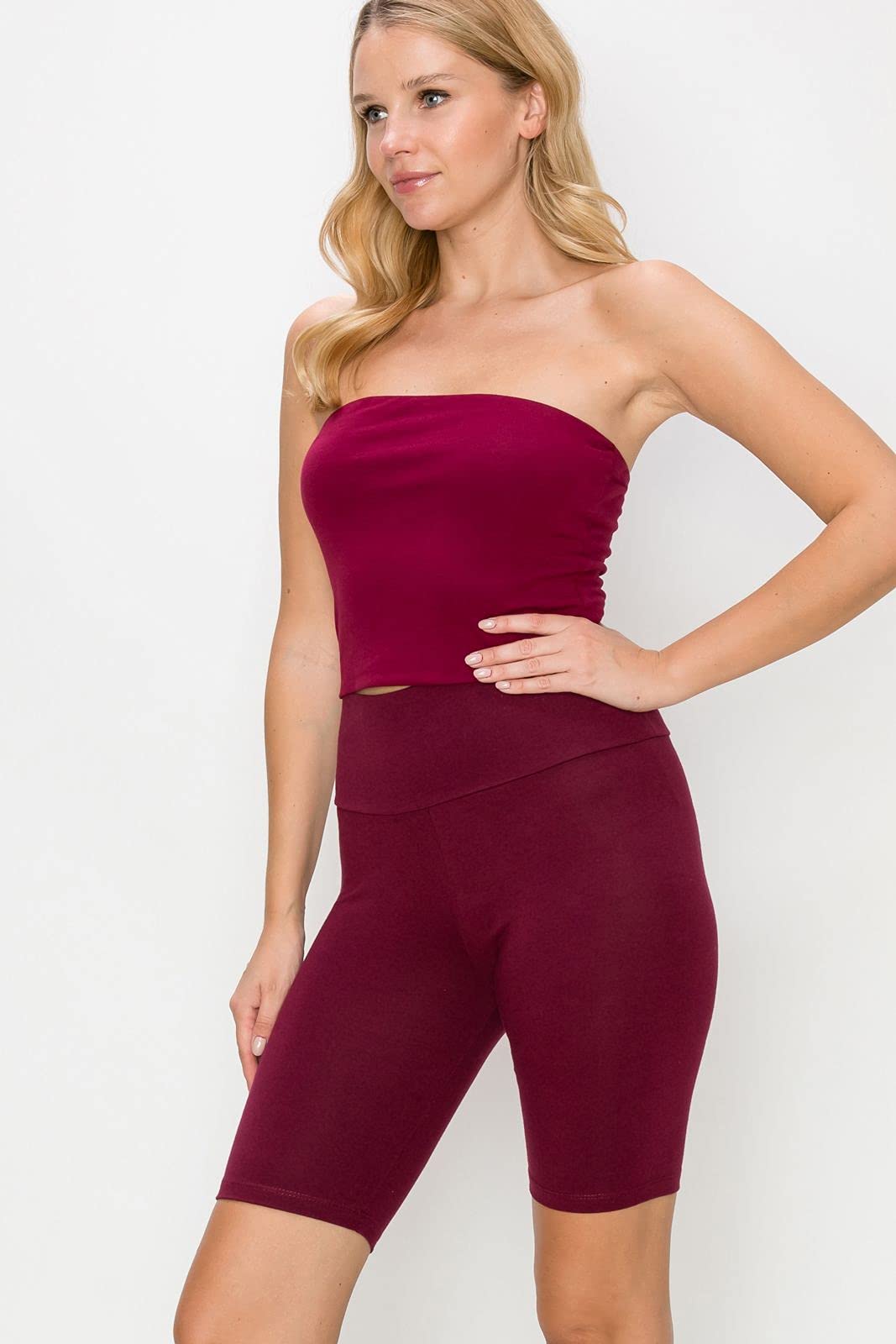FashionMille Women's High Waist Yoga Leggings & Bike Shorts - Workout Athletic Knit Pants for Running, Gym & Lounge Wear