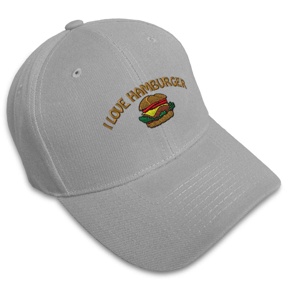 I Love Hamburger Embroidered Baseball Cap - Unisex Adjustable Dad Hat for Men & Women | Perfect for BBQ, Fast Food Lovers & Casual Outfits