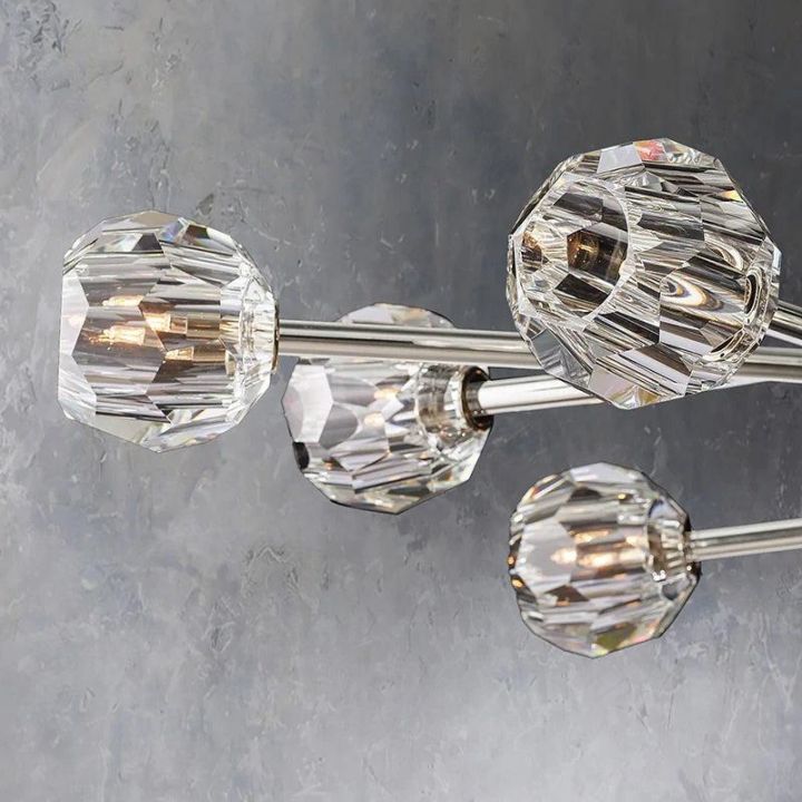 Crystal Ball Glass Round Chandelier - 72 Inch Modern Ceiling Light Fixture for Dining Room, Living Room, Bedroom, and Entryway