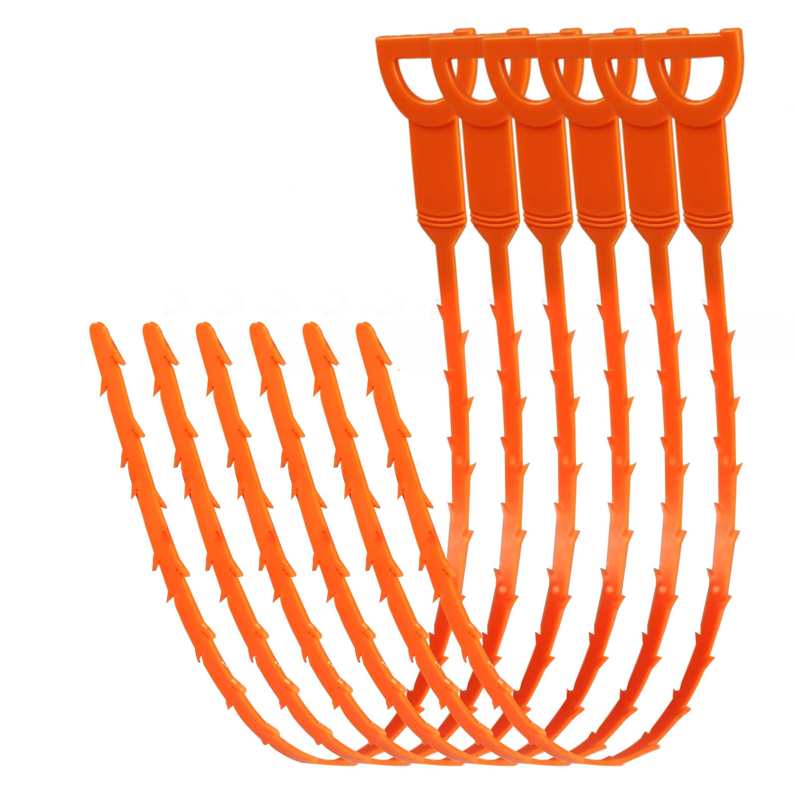 25 Inch Drain Hair Cleaner Tool - 6 Pack Clog Remover Snake for Shower, Sink & Bathroom - Heavy Duty Drain Auger with Hook for Kitchen, Sewer & Pipe Cleaning - Perfect for Hair Removal and Drain Maintenance