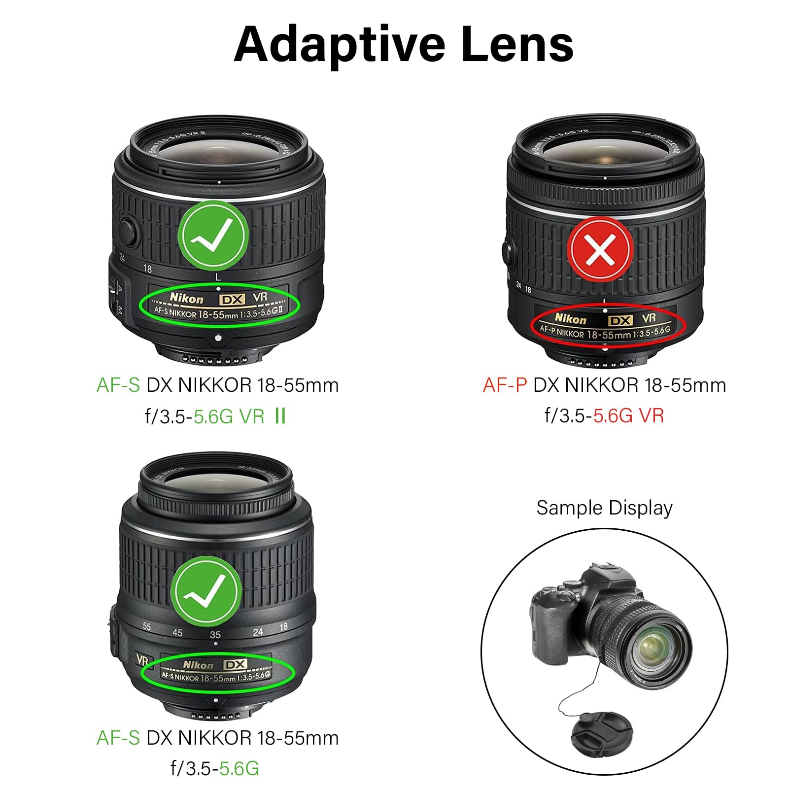 52mm Universal Lens Cap 2-Pack - Compatible with Nikon D3000 D3100 D3200 D3300 D5000 D5100 DSLR Cameras - Durable Camera Lens Cover for Protection - Perfect for Travel, Photography & Equipment Storage
