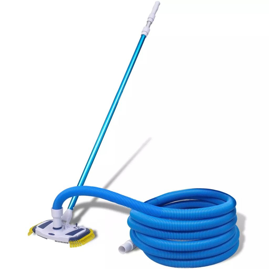 vidaXL Pool Vacuum Head with Telescopic Pole & Hose - Heavy Duty Swimming Pool Cleaning Tool for Inground & Above Ground Pools - Connects to Pump for Efficient Pool Maintenance