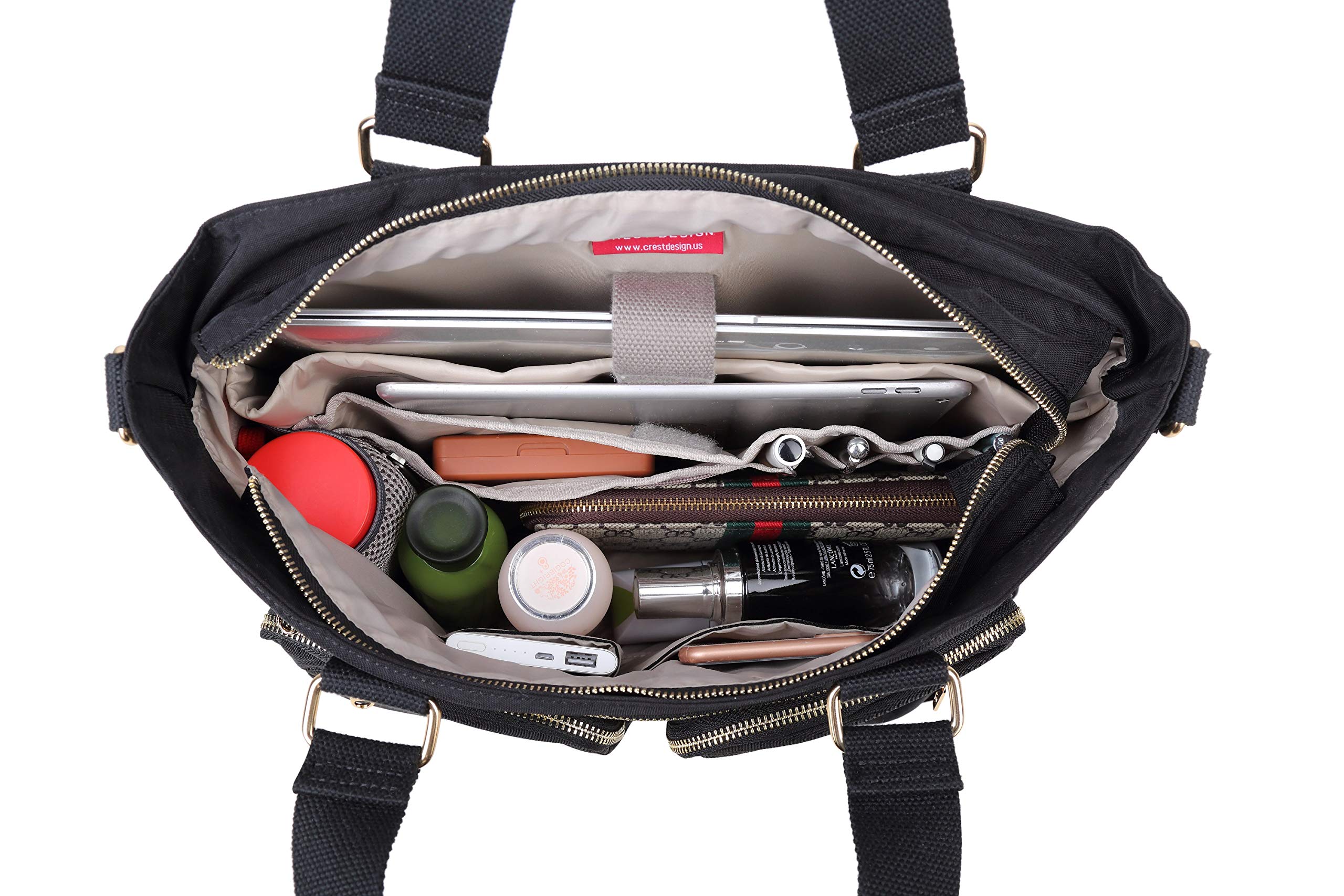 Crest Design Nylon Laptop Shoulder Bag for Women - Lightweight Tote Organizer for Work, Travel, School, Teacher & Nurse - Perfect for Daily Commute, Office & Business Trips