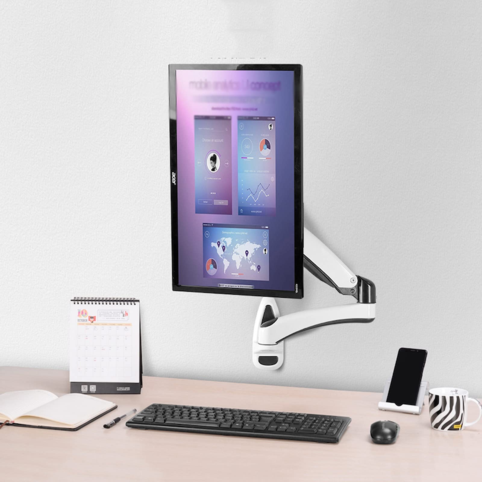 Ergonomic Monitor Arm Stand - Adjustable Long Arm Monitor Mount for 12
