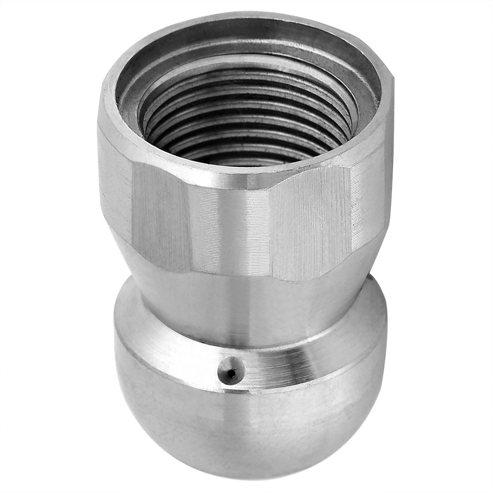 Stainless Steel 3/8 Inch Sewer Jetter Nozzle Kit with Hydro Jet, Random Flow & Button Sealing - 4000 PSI Drain Cleaning Tool for Home Plumbing, Commercial Use & Industrial Pipe Maintenance (1, Silver)