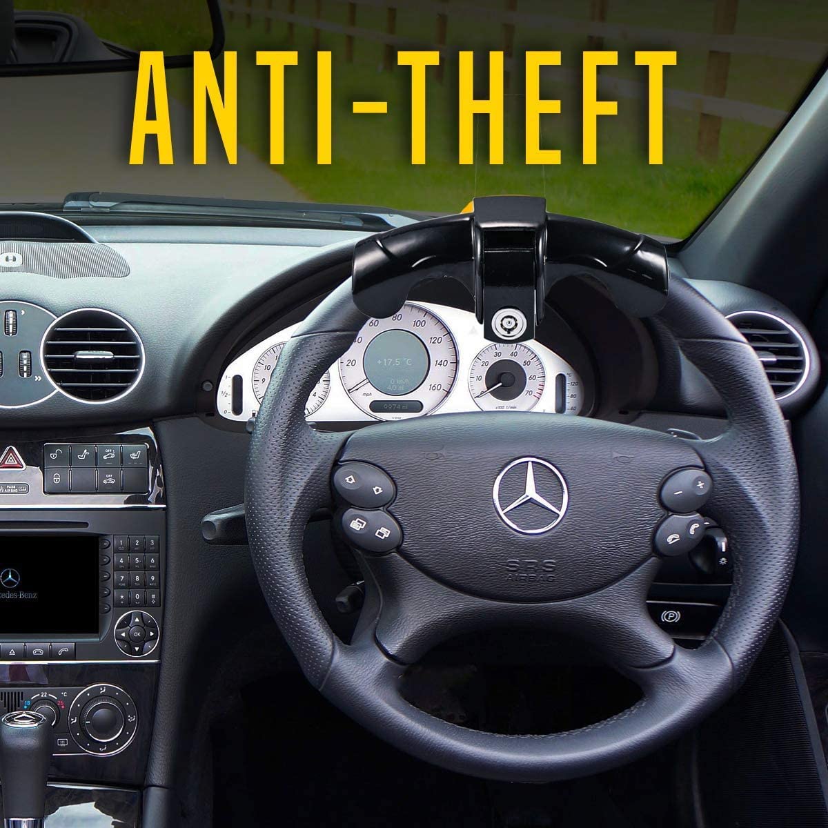 Zento Universal Steering Wheel Lock – Anti-Theft Car Security Device with Adjustable Length & Double Hook | Retractable Vehicle Protection for Cars, Trucks & SUVs | Perfect for Parking Security & Theft Prevention