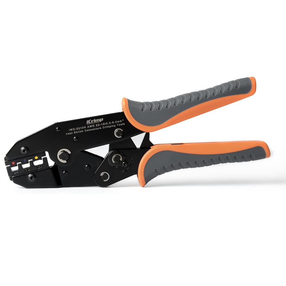 iCrimp Ratcheting Crimping Tool for AWG22-10 Wires - Professional Heat Shrink & Insulated Nylon Connector Crimper | Perfect for Electrical Wiring, Automotive Repairs & DIY Projects