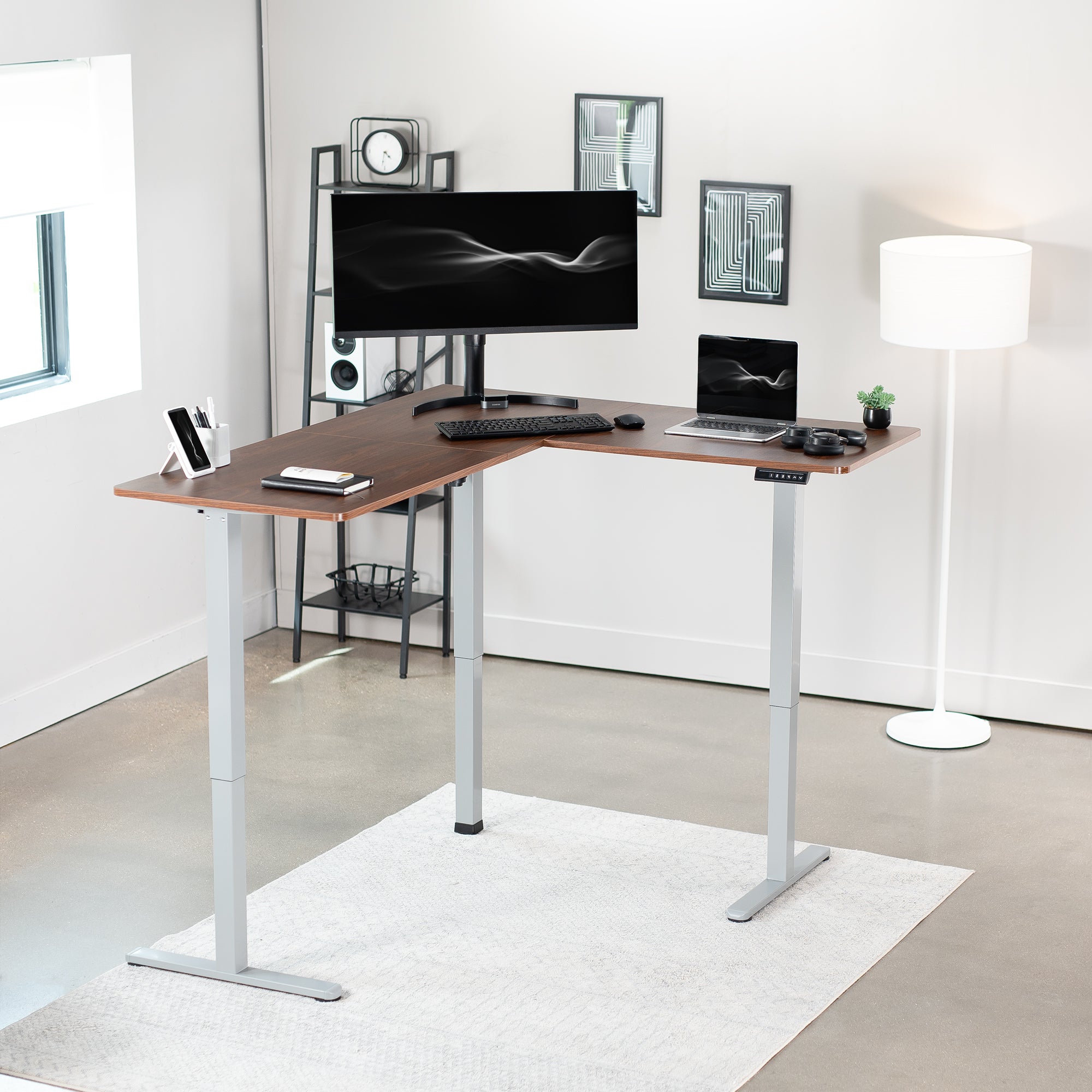 E3 Series Corner Electric Standing Desk - Adjustable Height Home Office Desk for Work & Study | Perfect for Small Spaces & Ergonomic Workspaces