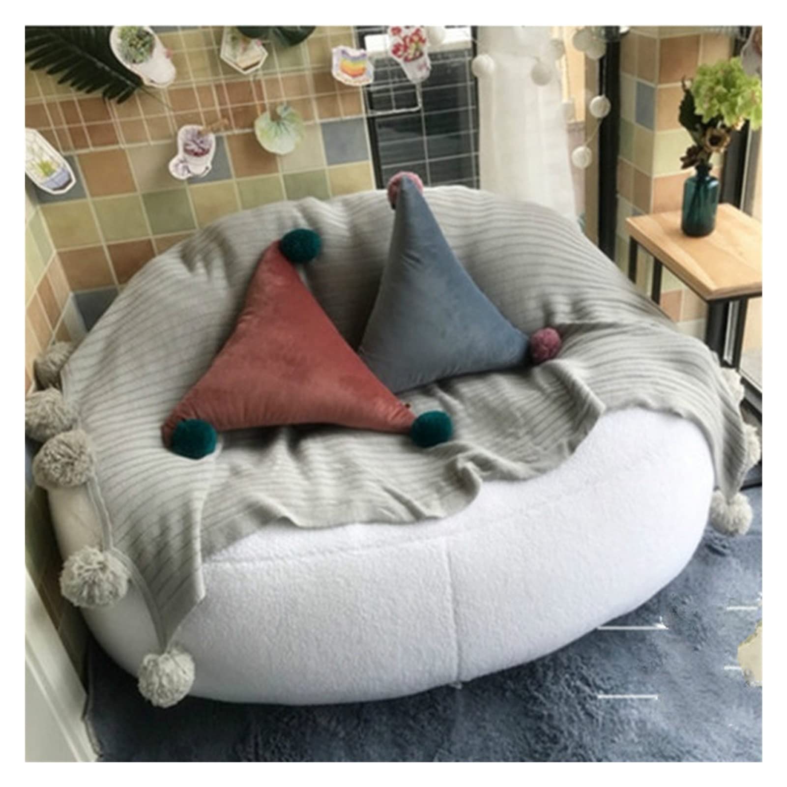 Soft Fluffy Faux Fur Bean Bag Chair Cover - Giant Round Living Room Furniture for Lazy Sofa Bed (No Filling Included) | Perfect for Cozy Lounging, Movie Nights & Dorm Room Decor