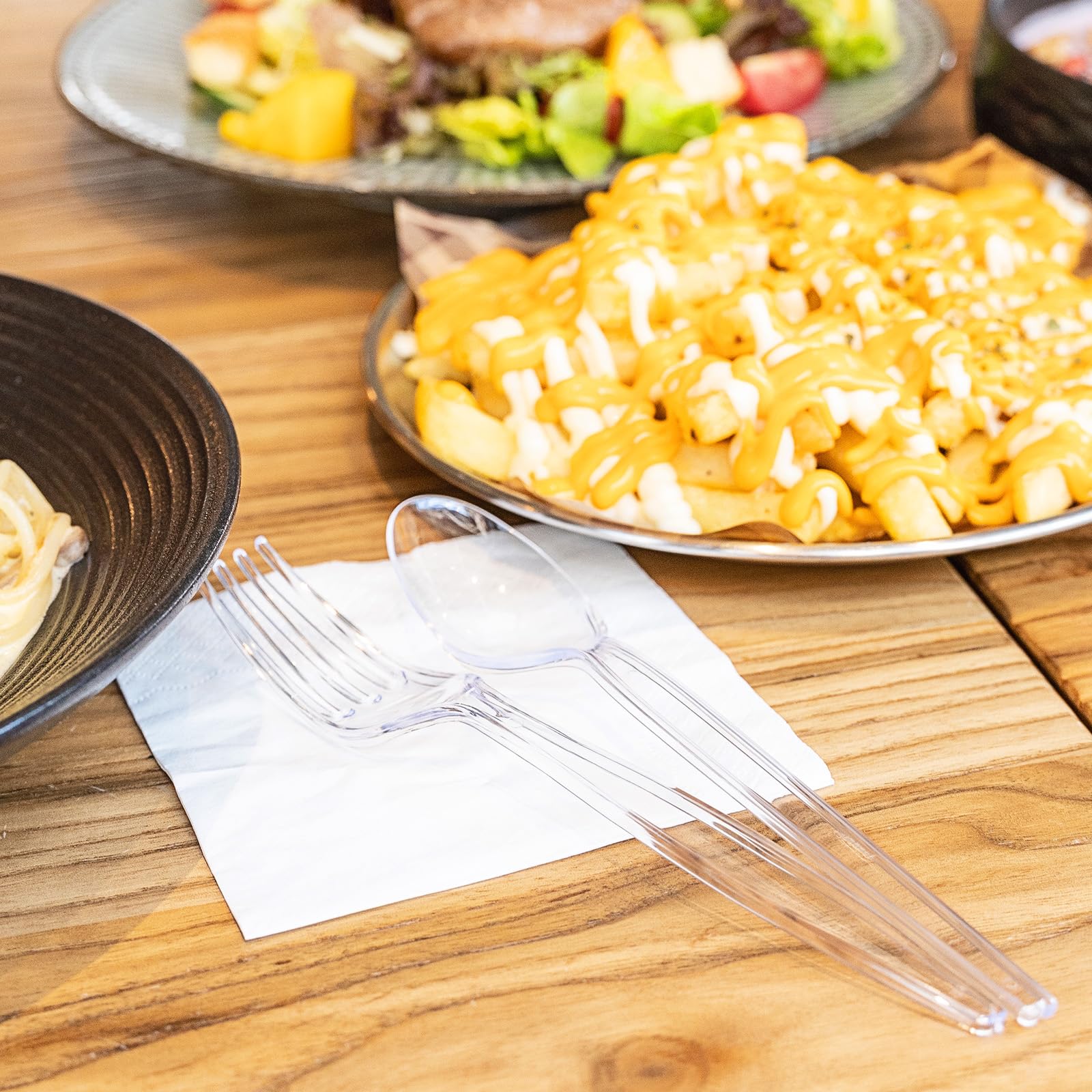 Premium 150-Piece Disposable Plastic Cutlery Set - 75 Clear Forks & 75 Spoons | Heavy Duty Silverware for Parties, Picnics, BBQs & Catering Events | BPA-Free Utensils for Home, Office & Outdoor Use