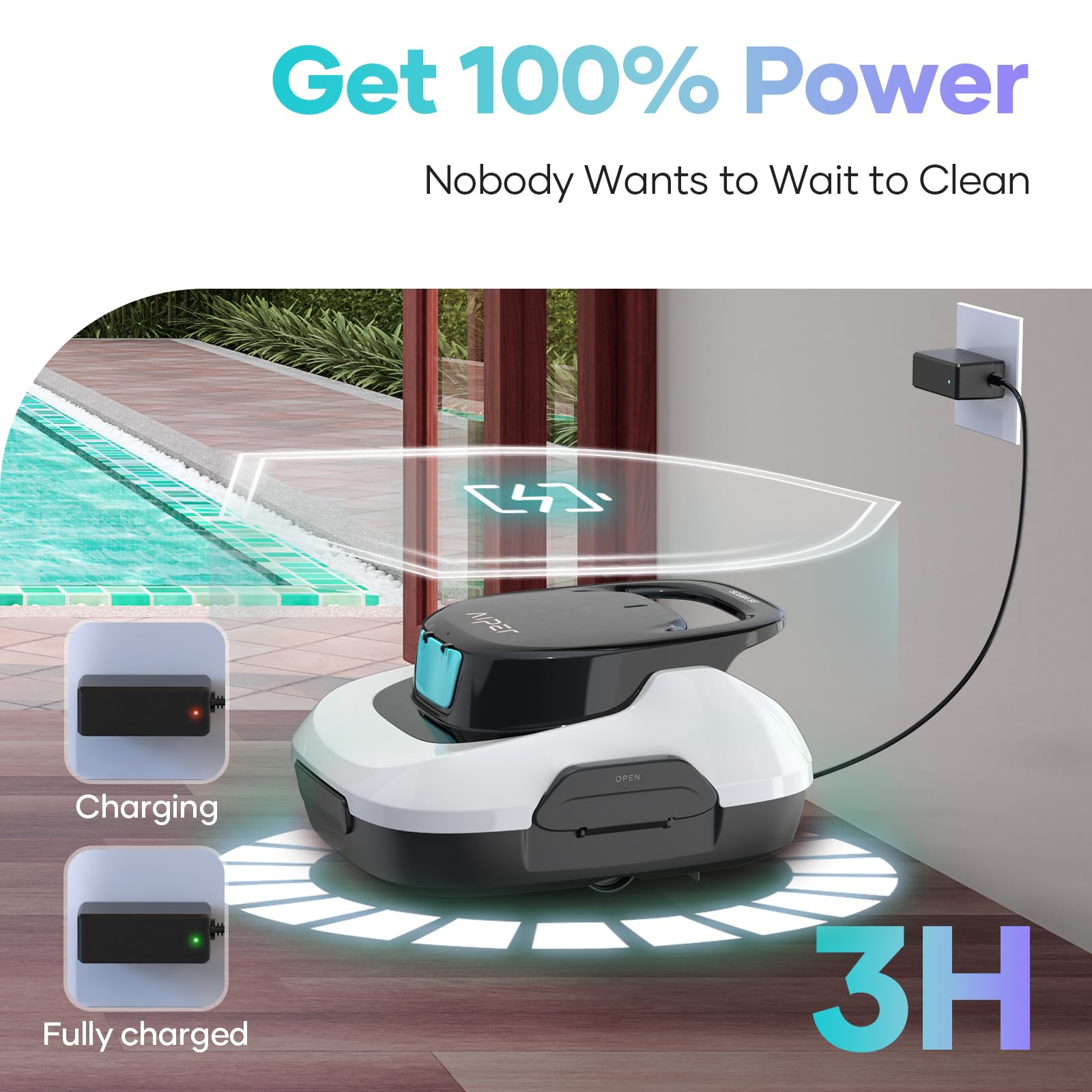 AIPER Scuba SE Plus Cordless Robotic Pool Cleaner - Automatic Suction Vacuum for Above Ground Pools up to 860 Sq.ft, 1.5H Runtime, Self-Parking - Perfect for Inground & Above Ground Swimming Pools, Spas, and Backyard Cleaning