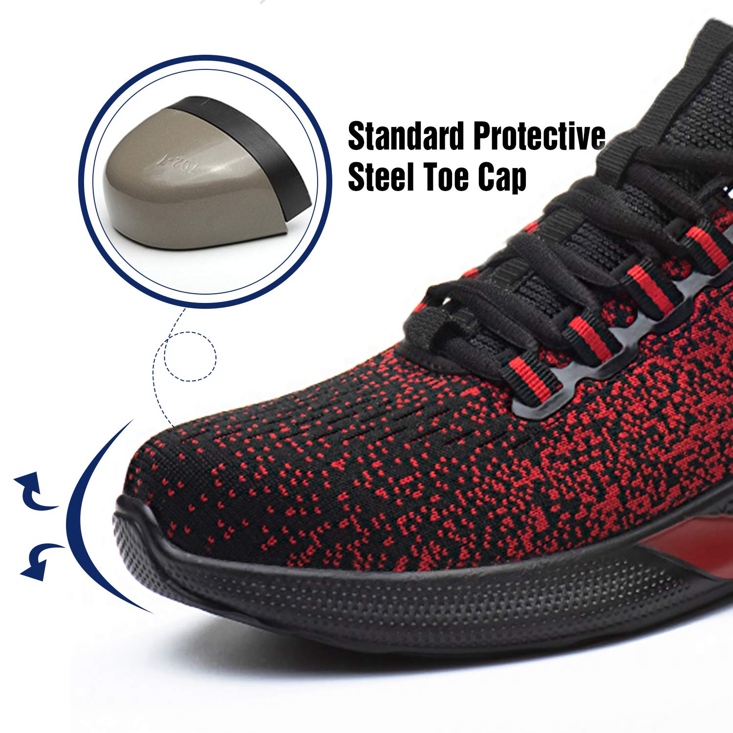 UCAYALI Steel Toe Work Sneakers for Men & Women - Breathable Lightweight Safety Shoes with Mesh Construction | Ideal for Construction, Warehouse & Industrial Work