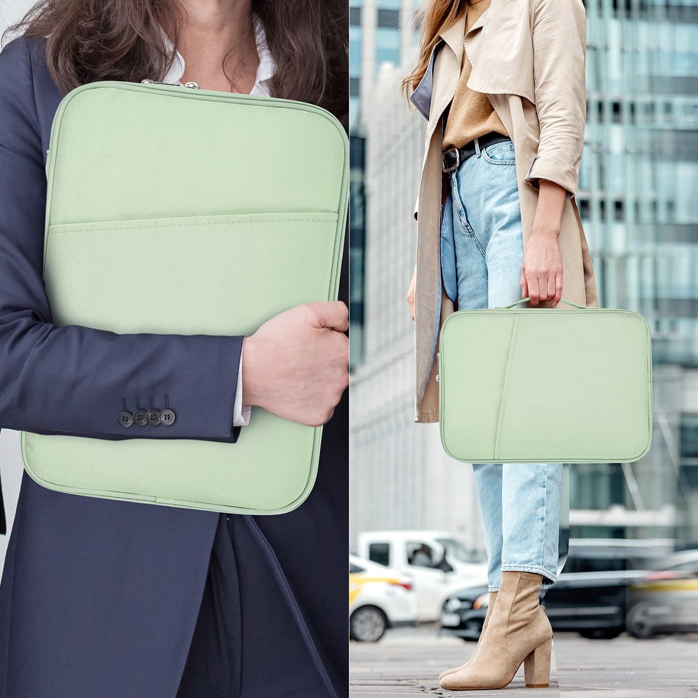 Premium 12.9 Inch iPad Pro Sleeve Case - Protective Travel Cover for 2024 iPad Pro M4 & iPad Air M2/M3 with Magic Keyboard | Compatible with Surface Pro 10/9/8/X | Durable Green Tablet Bag for Work, School & Travel