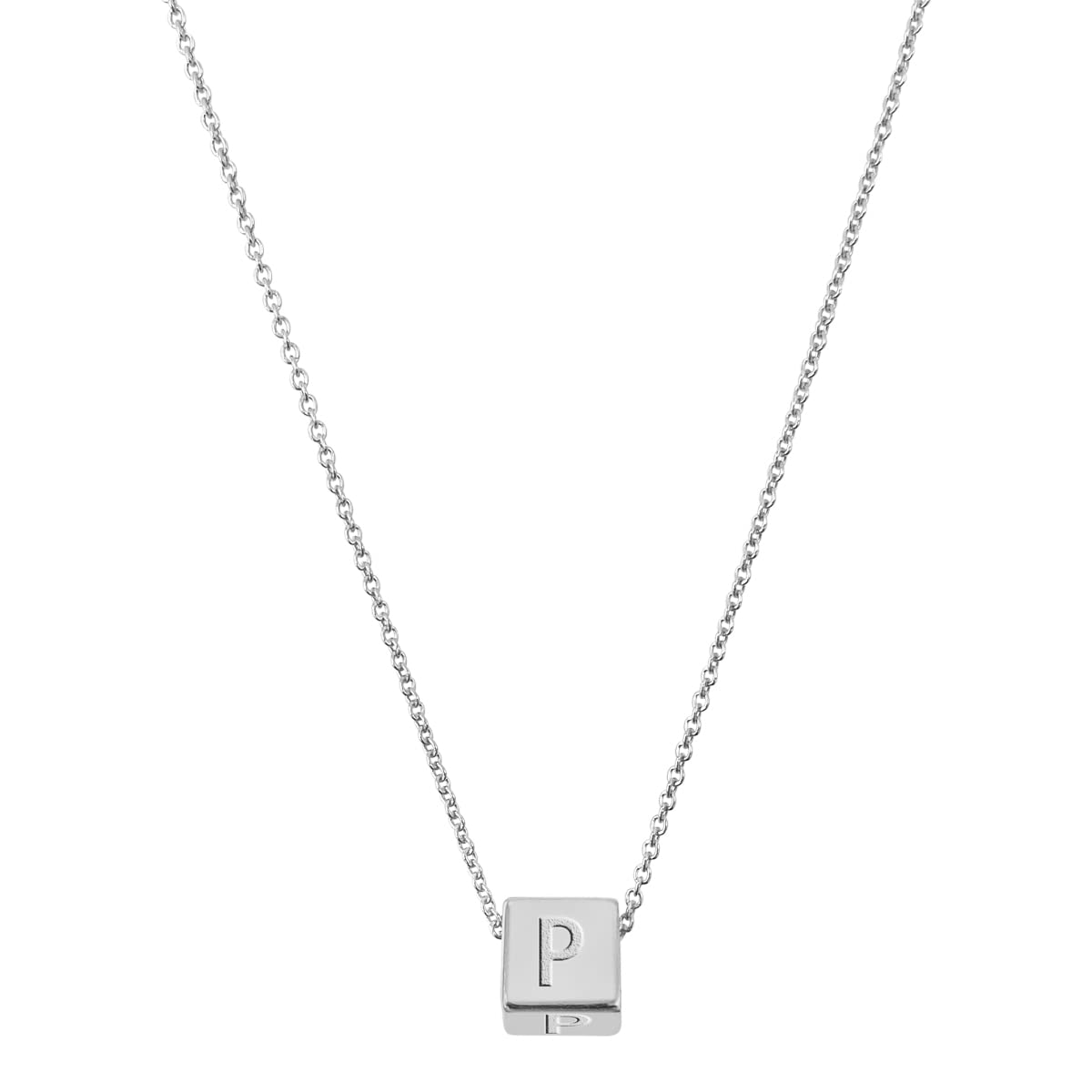 **Cube Initial Necklace for Women - 18
