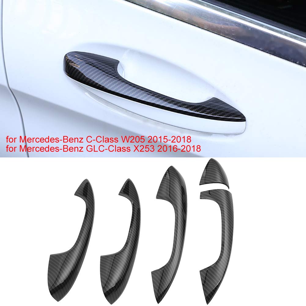 Carbon Fiber Door Handle Cover Trim for Mercedes C-Class W205 & GLC X253 (2015-2018) - Upgrade Interior Accessories for Luxury Car Protection & Style Enhancement