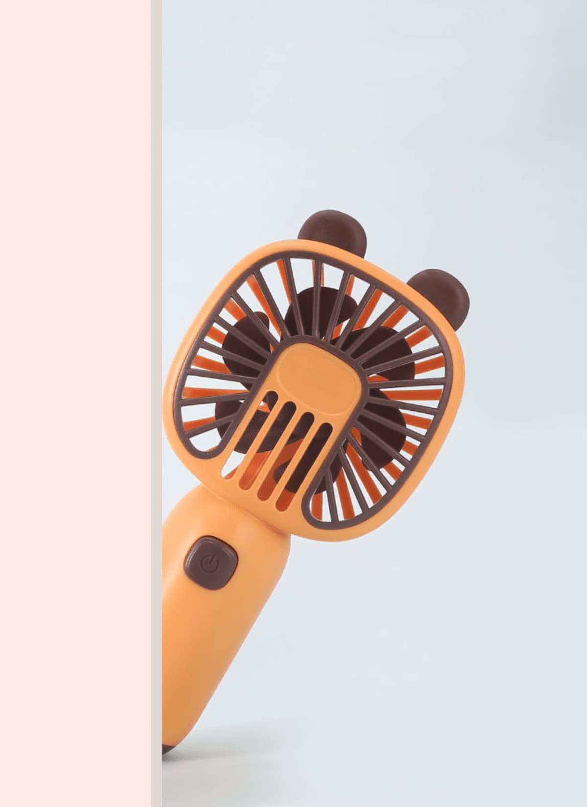 Portable USB Rechargeable Mini Handheld Fan - Cute Bear Ear Design, Battery Operated Personal Cooling Fan for Kids & Teens - Perfect for School, Office, Outdoor Travel & Summer Use (Orange)