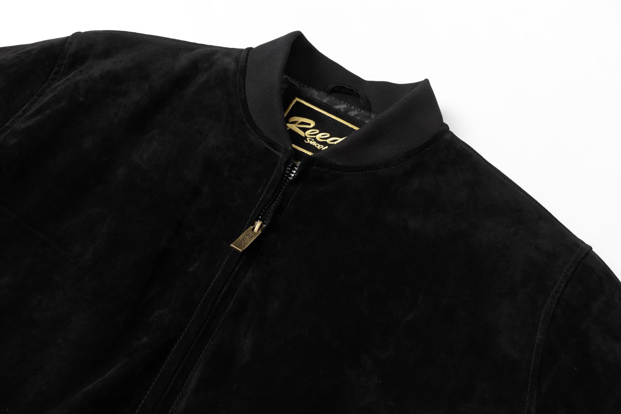 REED Men's Premium Suede Leather Baseball Jacket – Imported, Stylish & Durable for Casual Wear, Outdoor Events & Motorcycle Rides