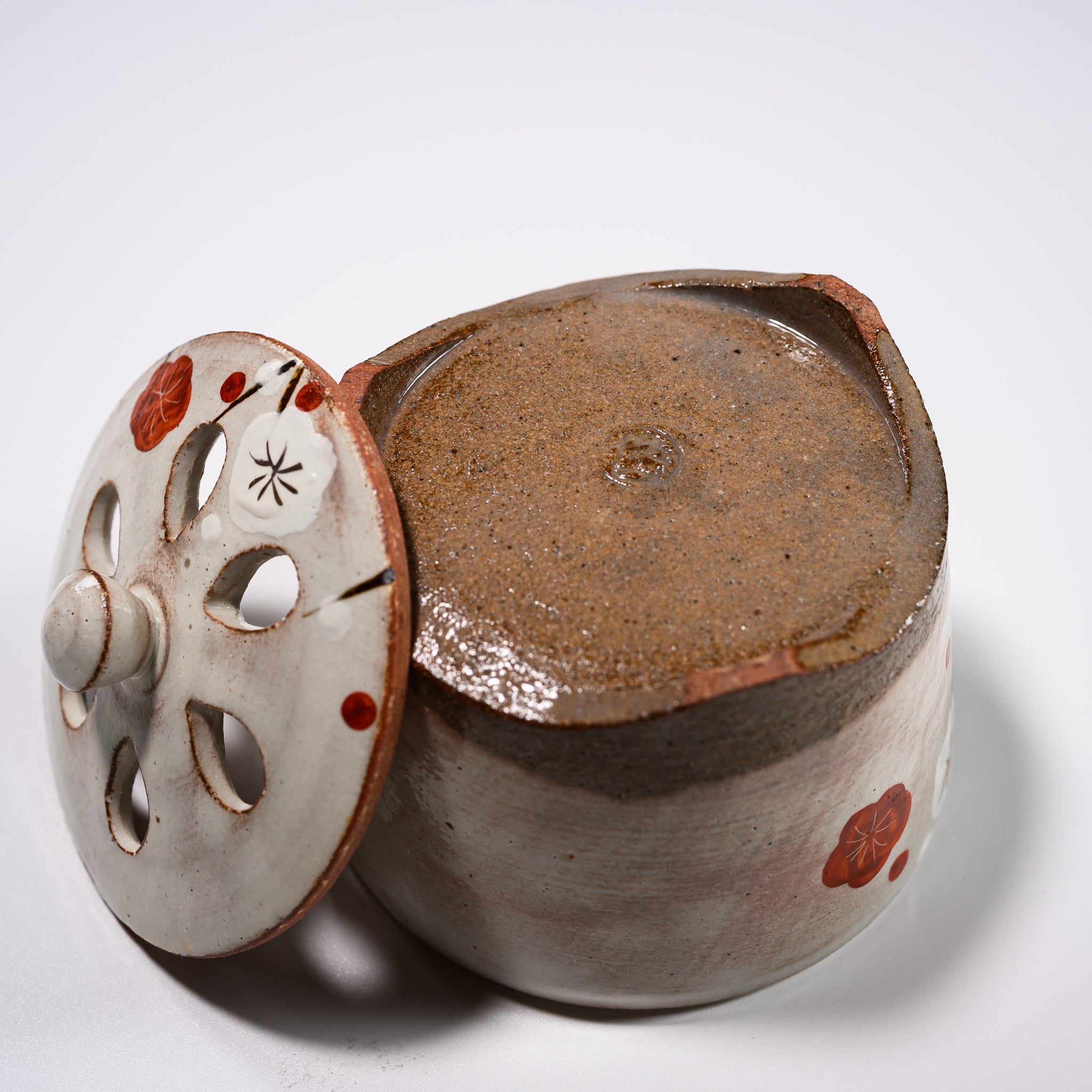 Premium Kyo Kiyomizu Ware Ceramic Incense Burner - Kenzante Plum Design for Aromatherapy & Zen Meditation | Japanese Home Decor & Spiritual Gift