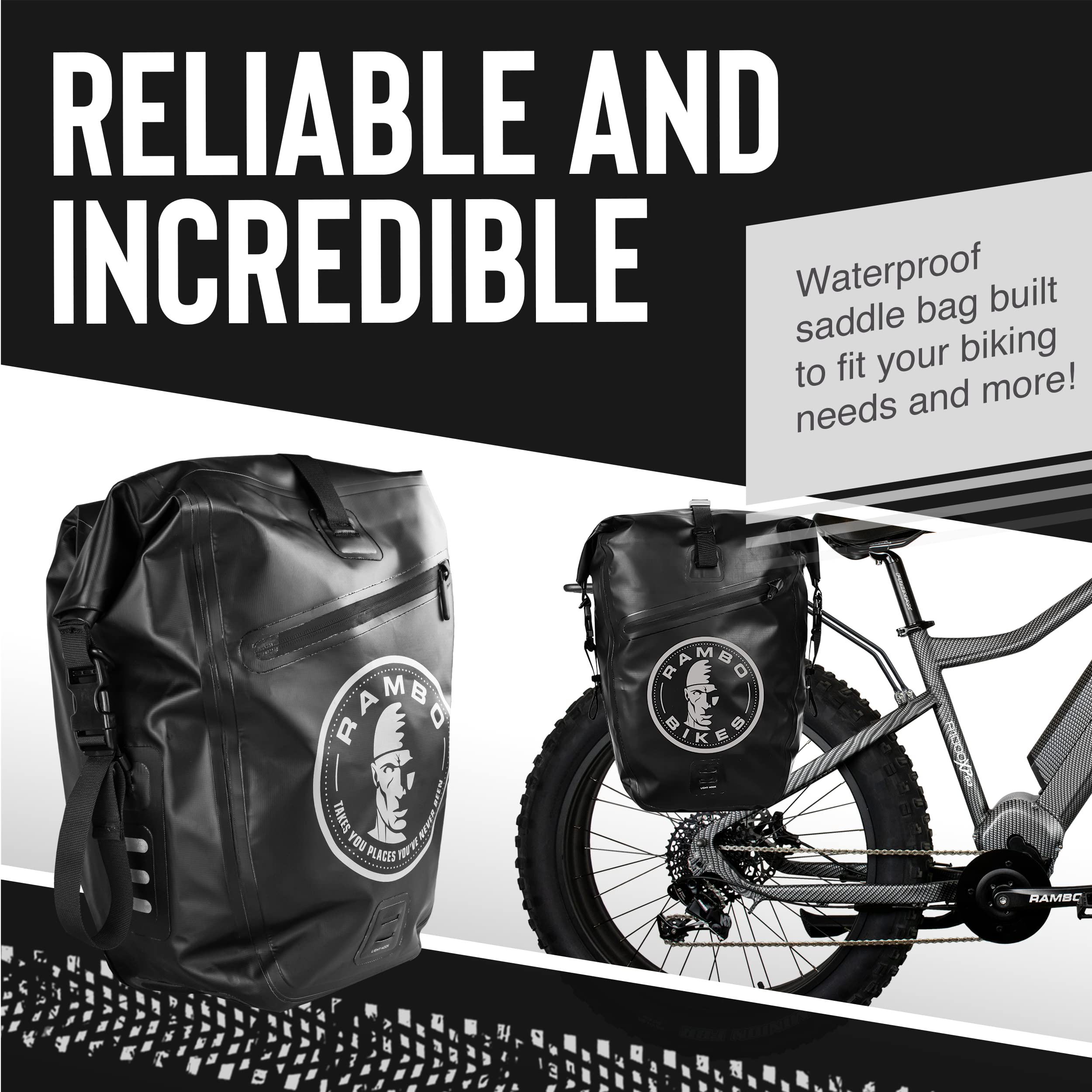 **Rambo Bikes Waterproof Pannier Bag - 27L Bike Storage Saddle Bag - Durable, Multifunctional & Wear-Resistant Double Coated PVC - Secure & Easy Attach System - Ideal for Commuting, Touring & Outdoor Adventures**