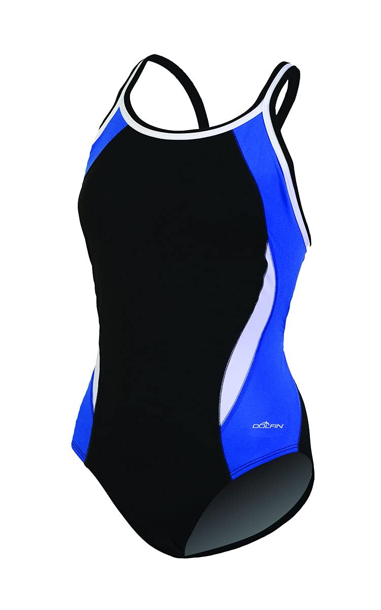 Dolfin Women's Chloroban Color Block DBX Back One Piece Swimsuit - High Performance Competitive Swimwear for Training, Racing & Water Aerobics