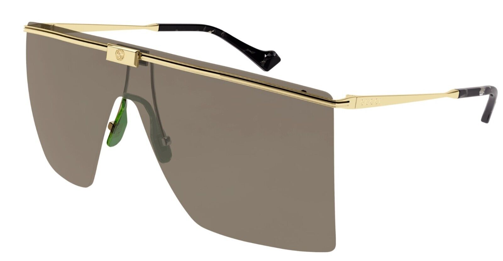 Gucci GG1096S 002 Gold/Brown Oversized Men's Sunglasses - Luxury Aviator Style for Driving, Travel & Outdoor Fashion