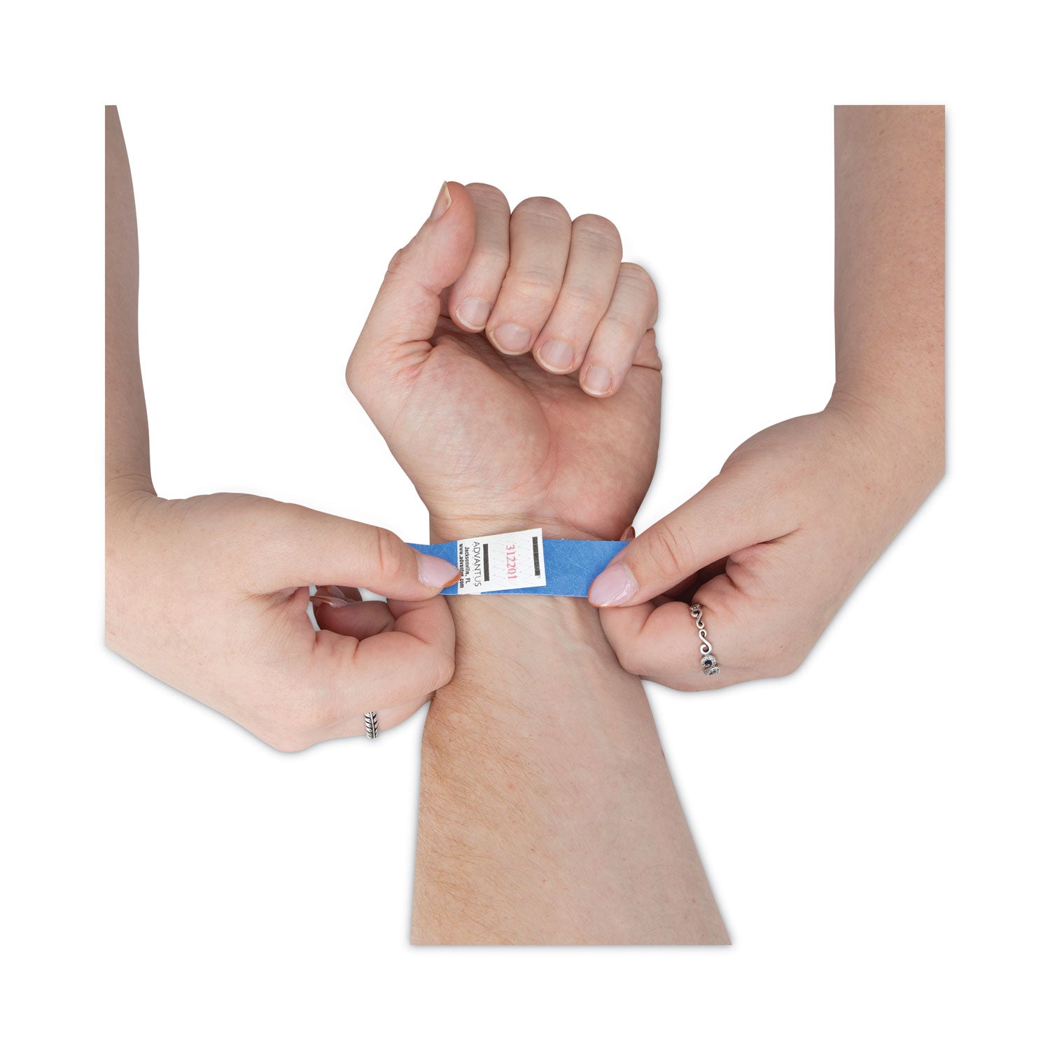 Advantus Numbered Crowd Control Wristbands - 100 Pack, Blue, 10