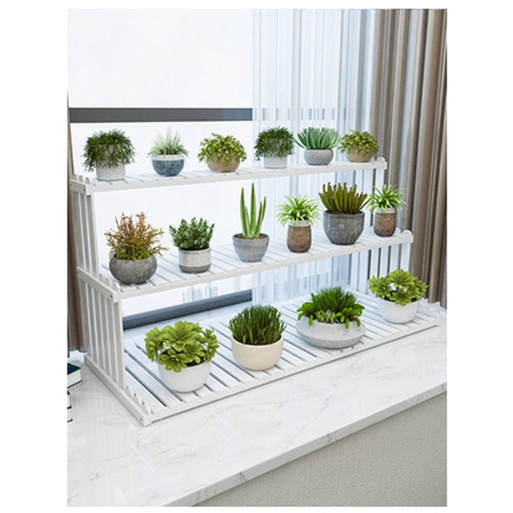 3-Tier Wooden Flower Shelf Plant Stand - 100cm White Indoor/Outdoor Garden Storage Rack for Home, Office, Balcony & Patio Decor - CHENGYI