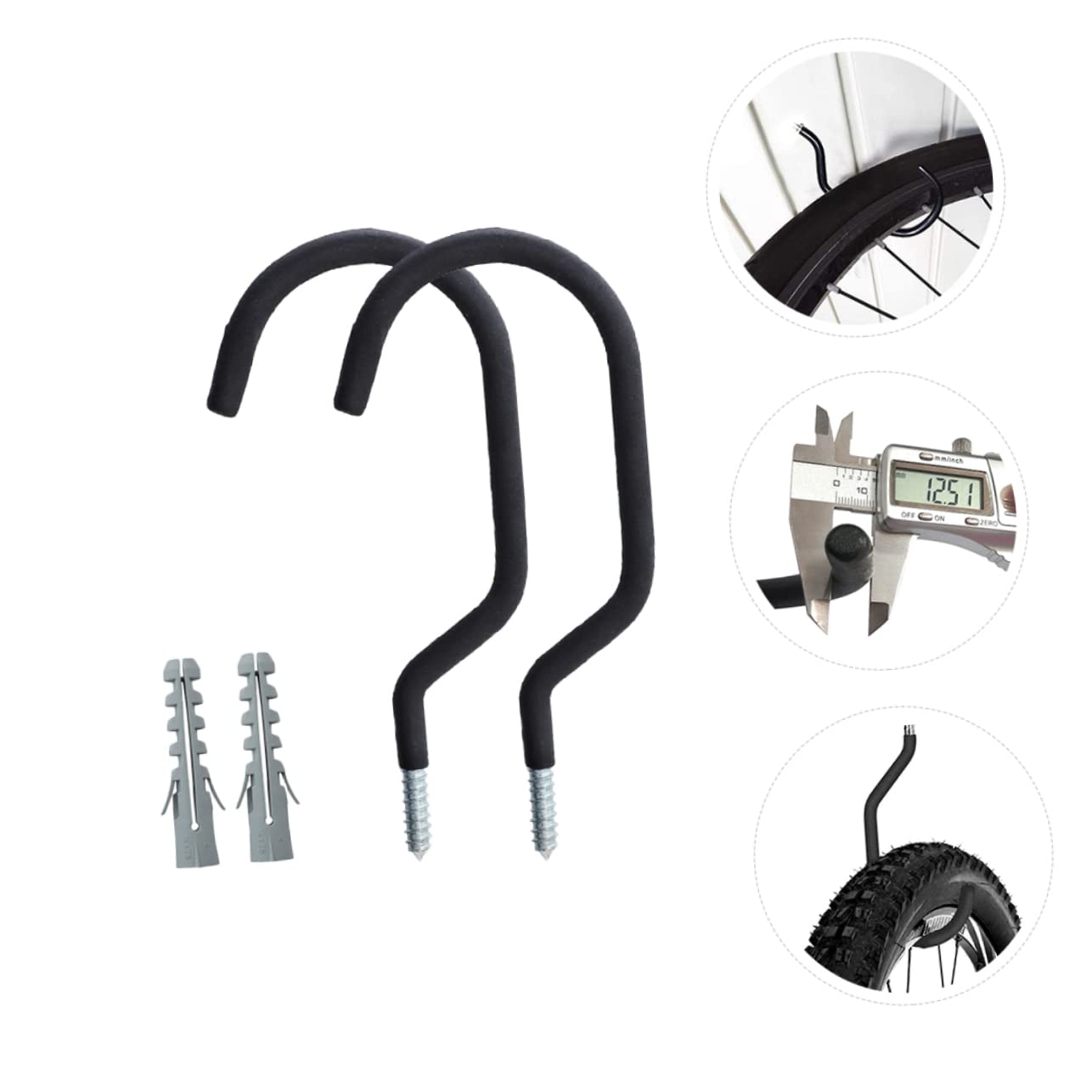 Foldable Bike Hooks - 2 Pack Heavy Duty Steel Wall Mount for Bicycle Storage & Clothes Hanging | Space Saving Solution for Garage, Bedroom & Apartment Organization