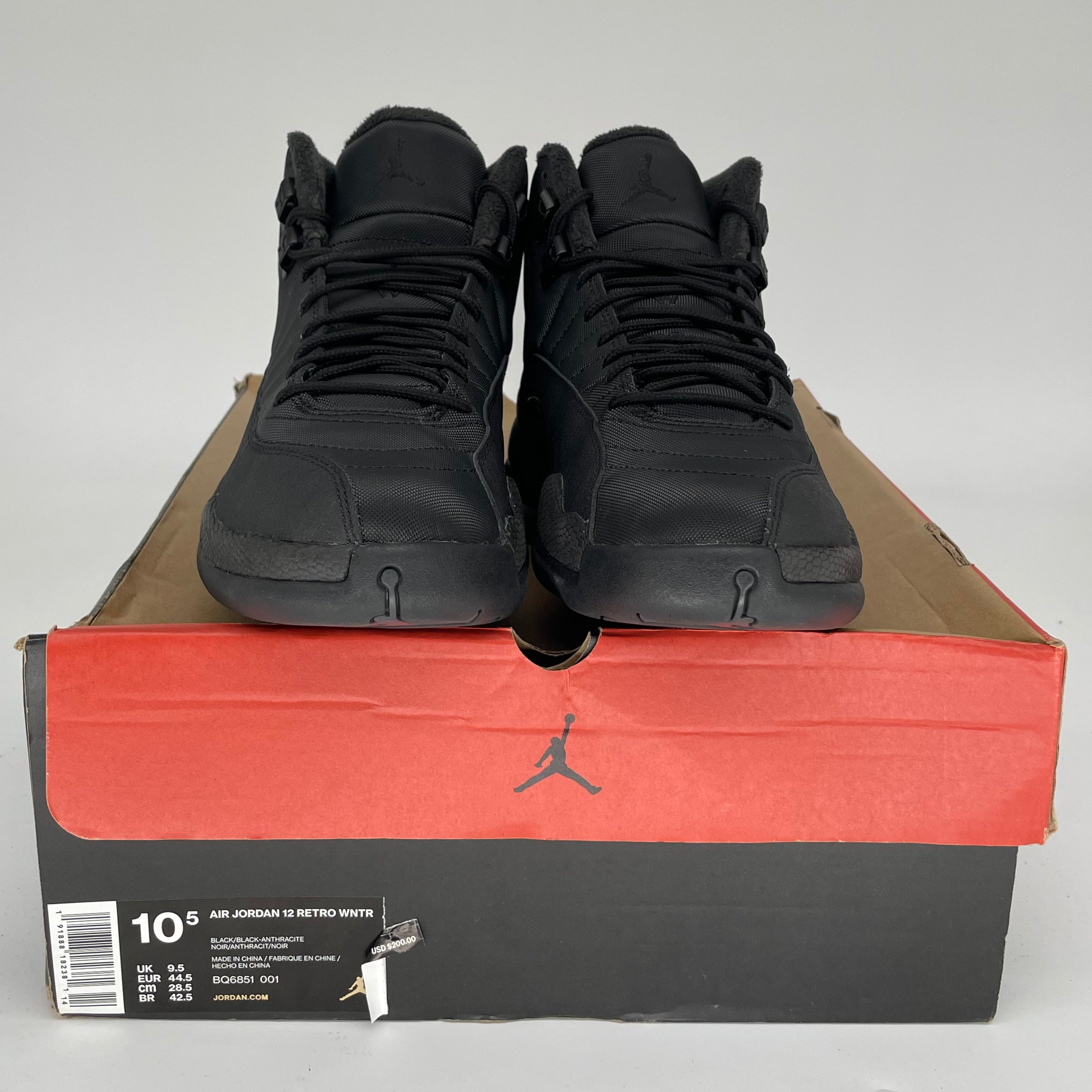 AIR JORDAN 12 Winter Black Men's Basketball Shoes Size 10.5 (BQ6851-001) - Perfect for Streetwear & Court Performance