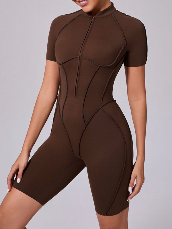 ZASUWA Women's Sexy Backless Zipper Scrunch Bum Jumpsuit - Stretchy Bodycon Romper for Clubwear, Night Out & Date Night