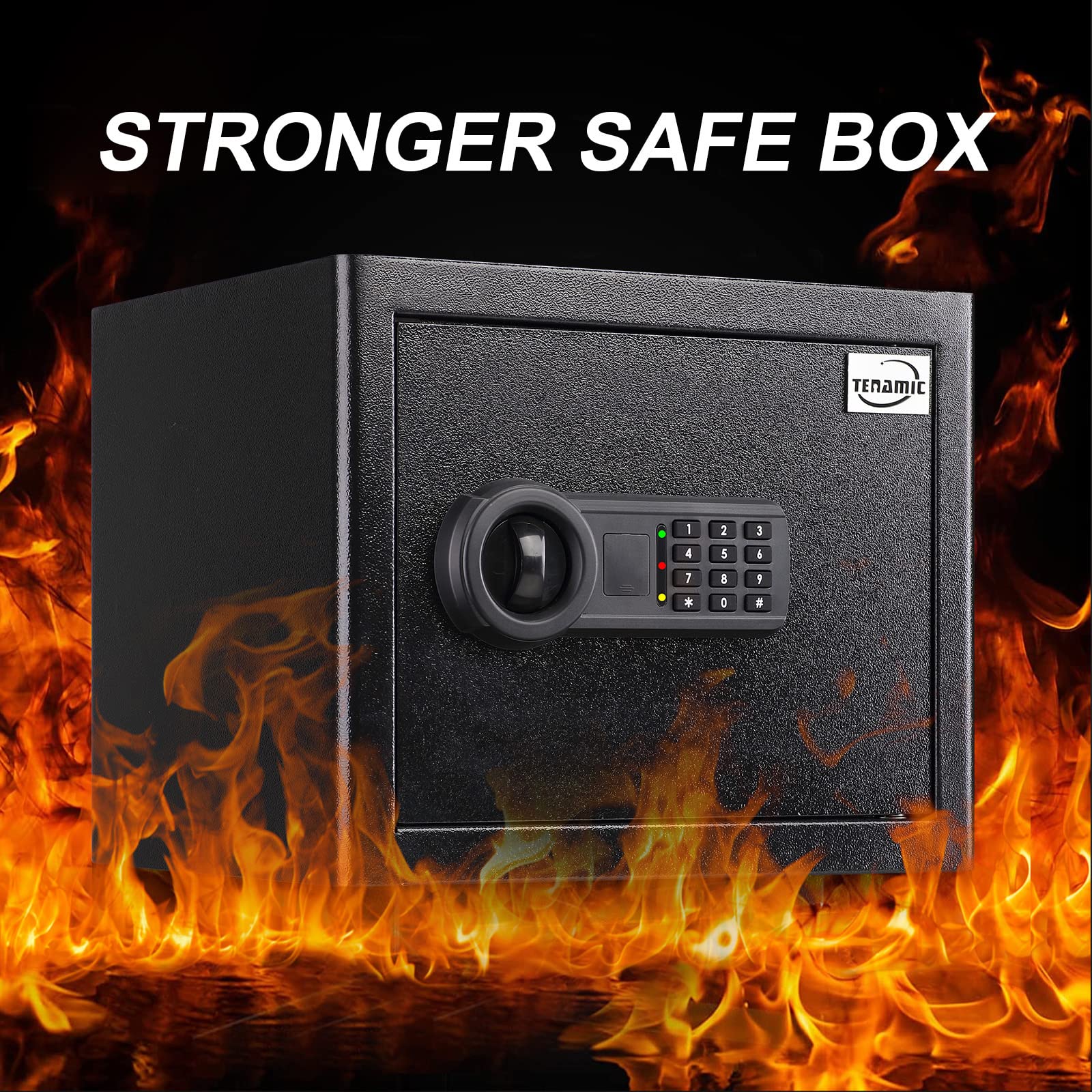 Tenamic 1.2 Cuft Fireproof Waterproof Digital Safe Box - Home & Office Security Safe with Electronic Keypad, Solid Alloy Steel Construction - Perfect for Documents, Jewelry, Cash & Valuables Protection (Black)