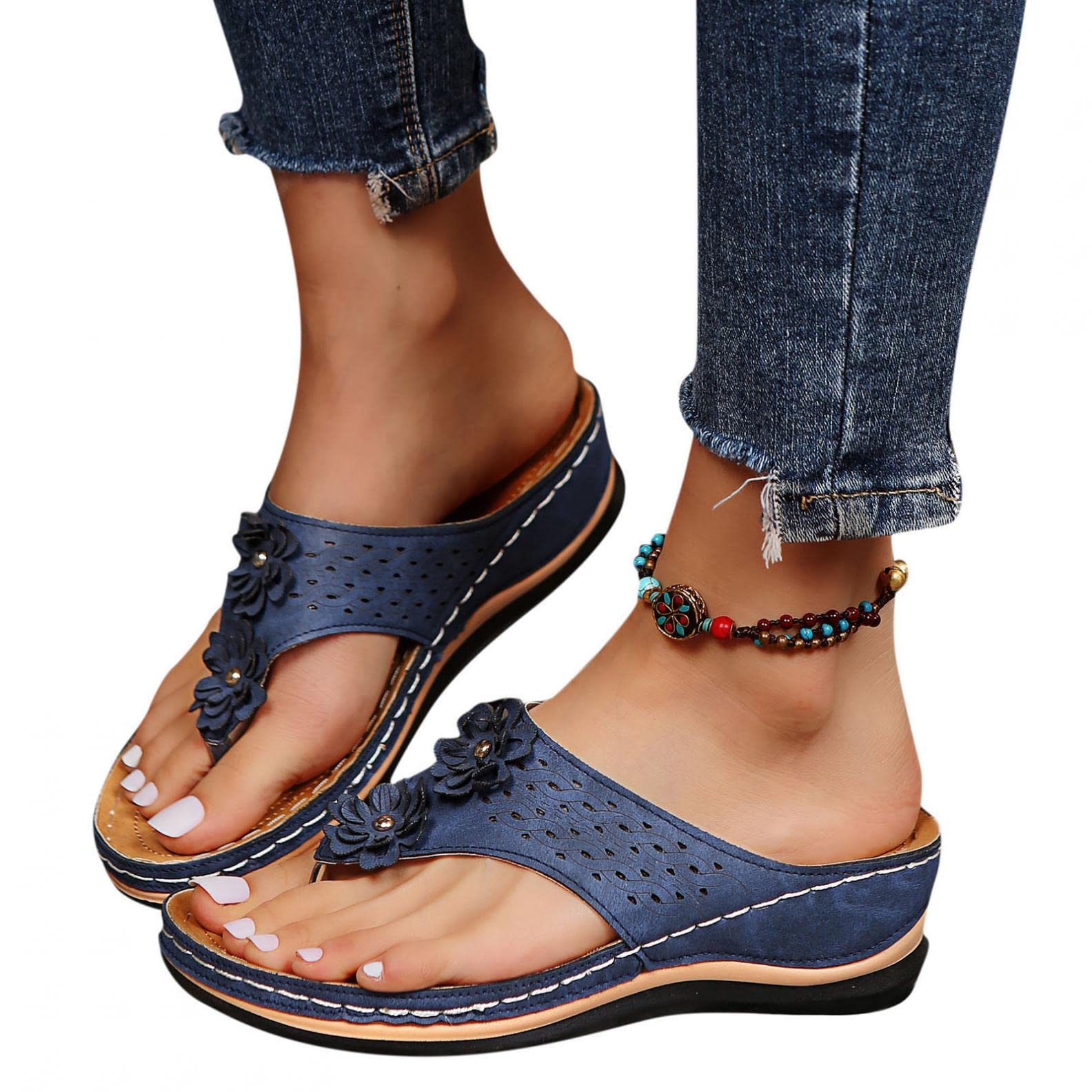 Women's Orthotic Walking Sandals with Arch Support - Comfortable Flip Flops for Plantar Fasciitis Relief | Perfect for Hiking, Travel & Everyday Wear