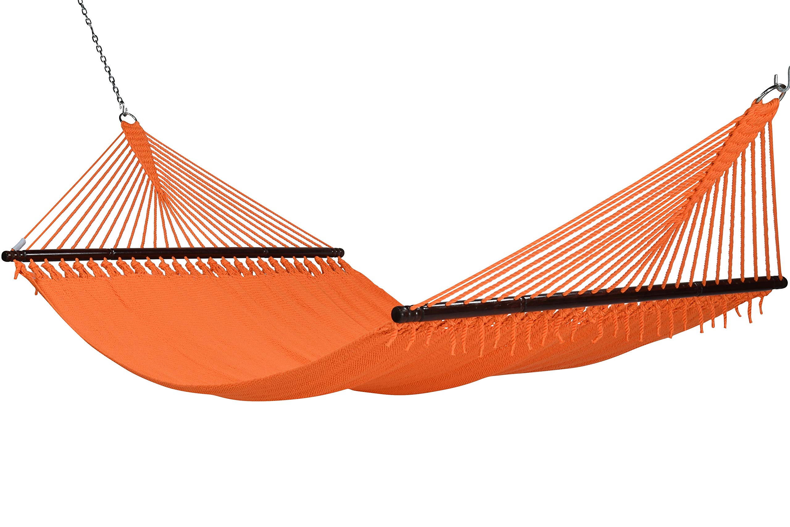 Jumbo Caribbean Hammock - 55 Inch Extra Large - Soft-Spun Polyester Fabric - Orange Color - Perfect for Backyard, Beach & Outdoor Relaxation