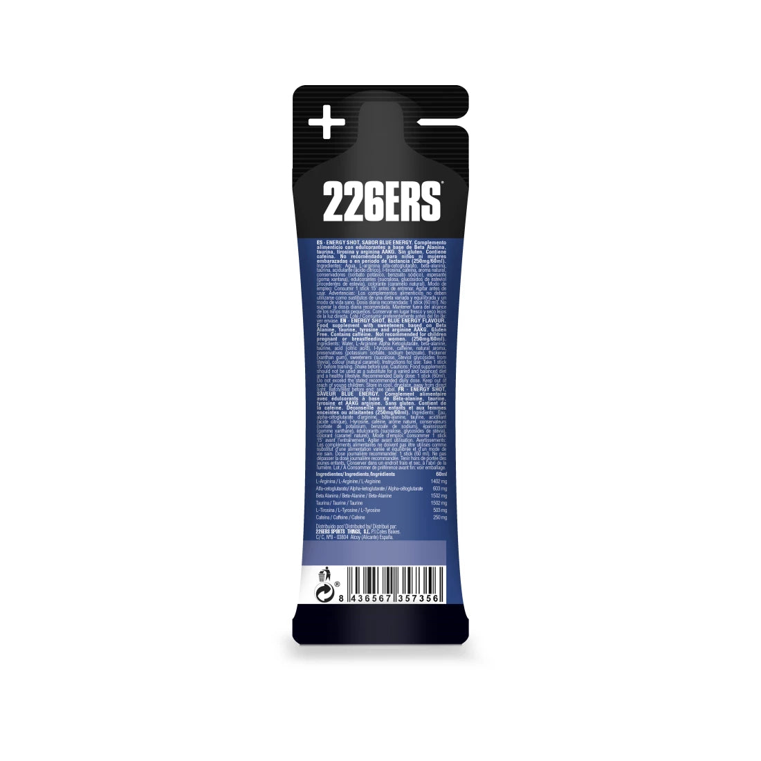 226ERS Energy Shot Stick 60ml - Blue Energy Xtrem with 250mg Caffeine | Fast-Acting Energy Boost for Workouts, Gaming & Long Study Sessions
