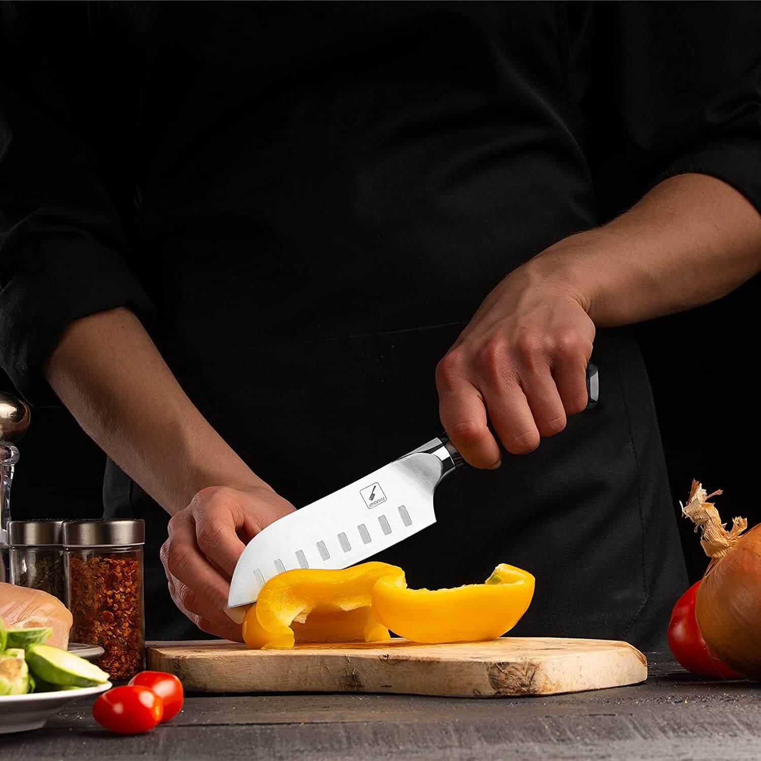 Premium Santoku Knife 5-Inch - Ergonomic Design for Small Hands, Ultra-Sharp Blade for Precise Thin Cuts - Perfect for Sushi, Vegetables & Delicate Kitchen Tasks
