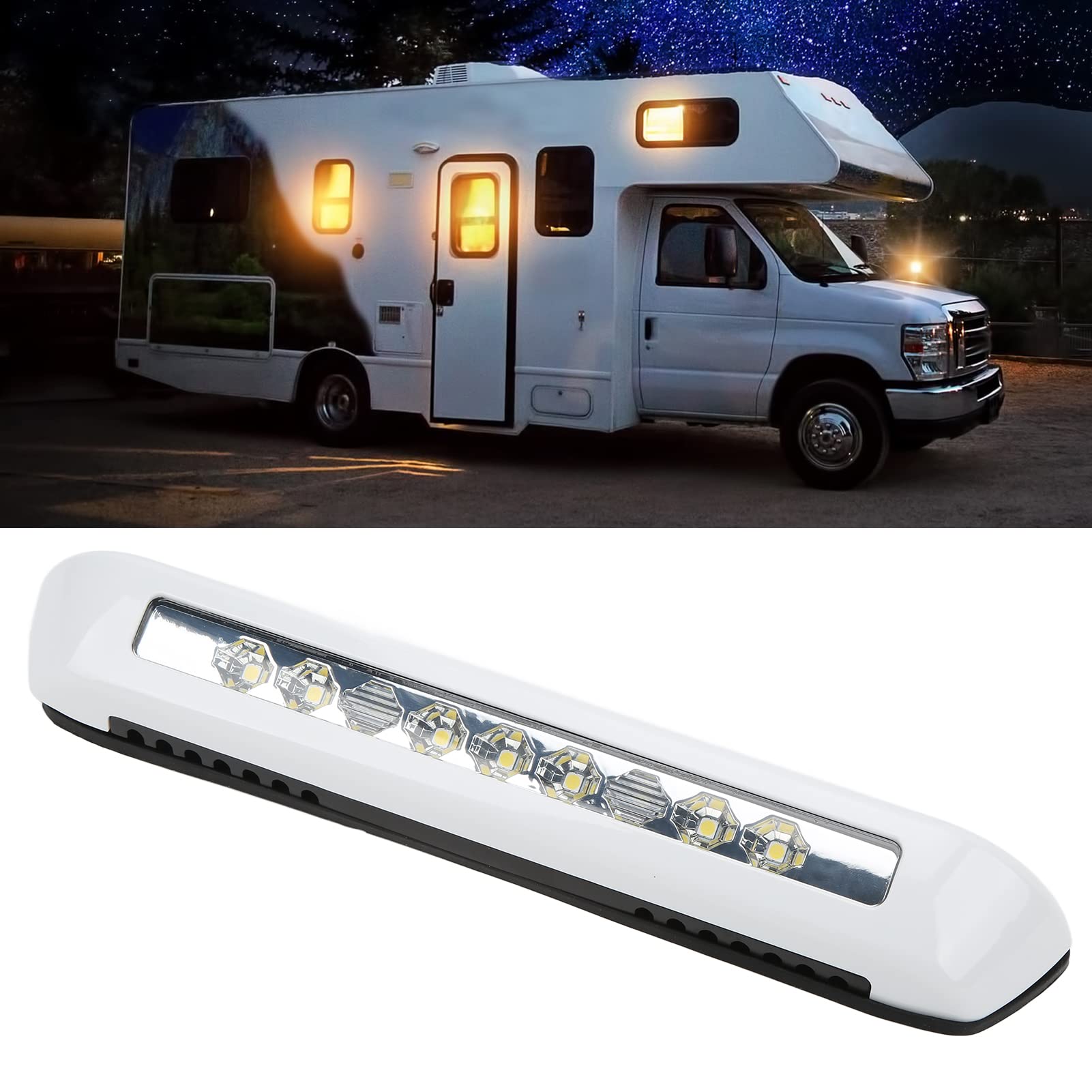 Qiilu 14-inch LED Awning Light Bar - 30W 6500K White 2300LM Waterproof IP66 DC12V - Perfect for Yacht, Bus, RV, Marine & Outdoor Lighting
