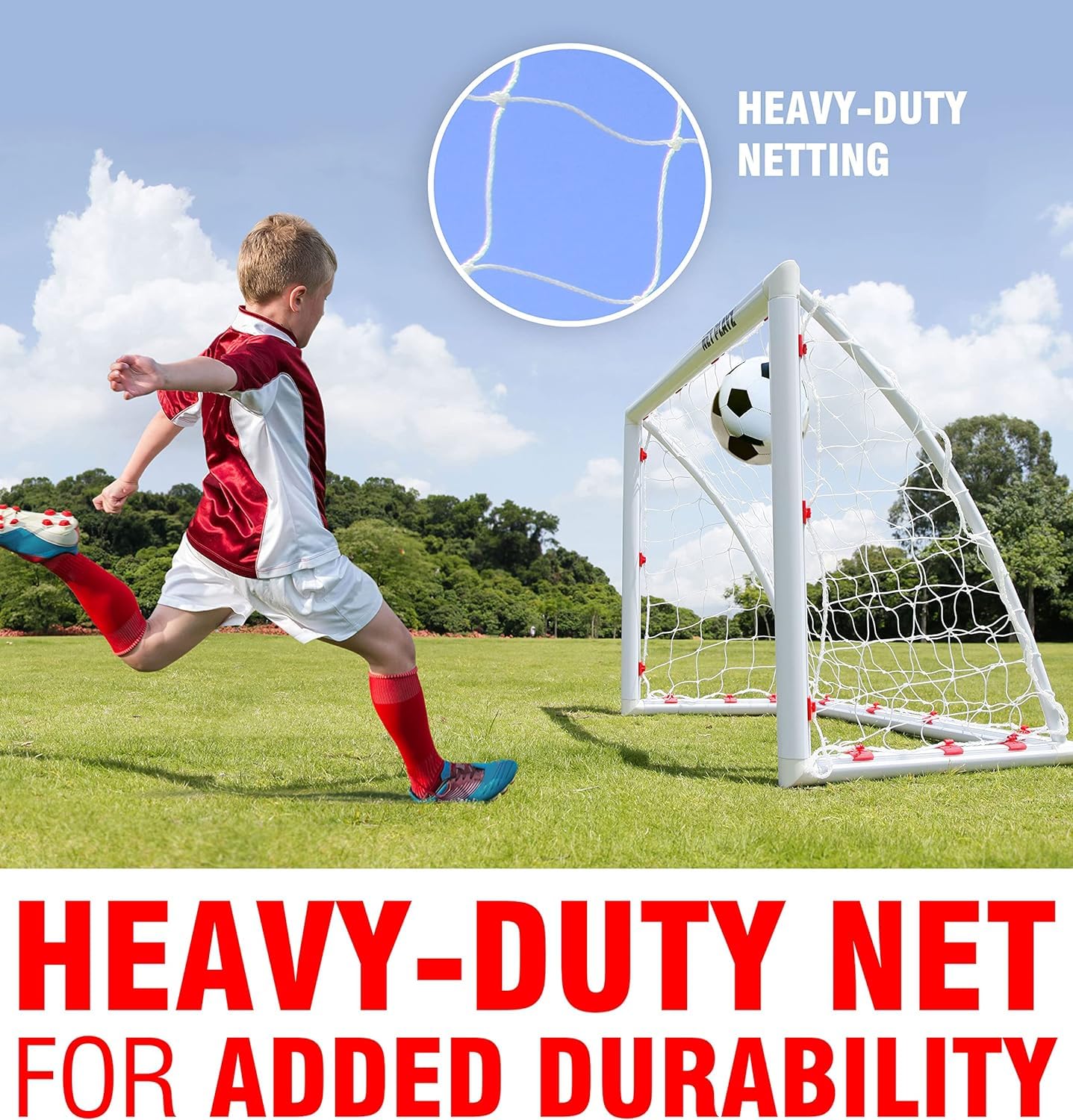 NET PLAYZ 4'x3' Portable Soccer Goal for Kids & Teens - High-Strength Weatherproof Football Net with Quick Setup - Perfect for Backyard, Park & Youth Training - Ideal Gift for Ages 3-14 (White, Model NOS34840A01)