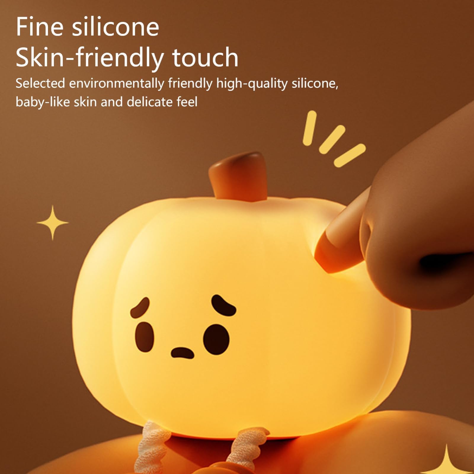 Cute Pumpkin LED Night Light - Halloween Silicone Touch Lamp for Kids & Adults - Soft Glow Desk Decor for Office, Nursery & Halloween Party (2-Pack) - Perfect for Bedtime, Home Decor & Holiday Gifts