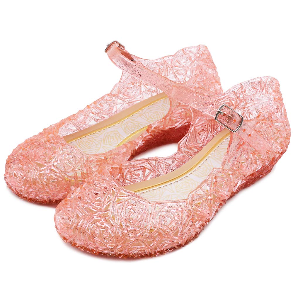 TechCity Princess Girls Sandals - Sparkly Dress Up Dance Party Shoes | Jelly Mary Janes for Toddler & Kids | Perfect for Cosplay, Birthday Parties & Playtime