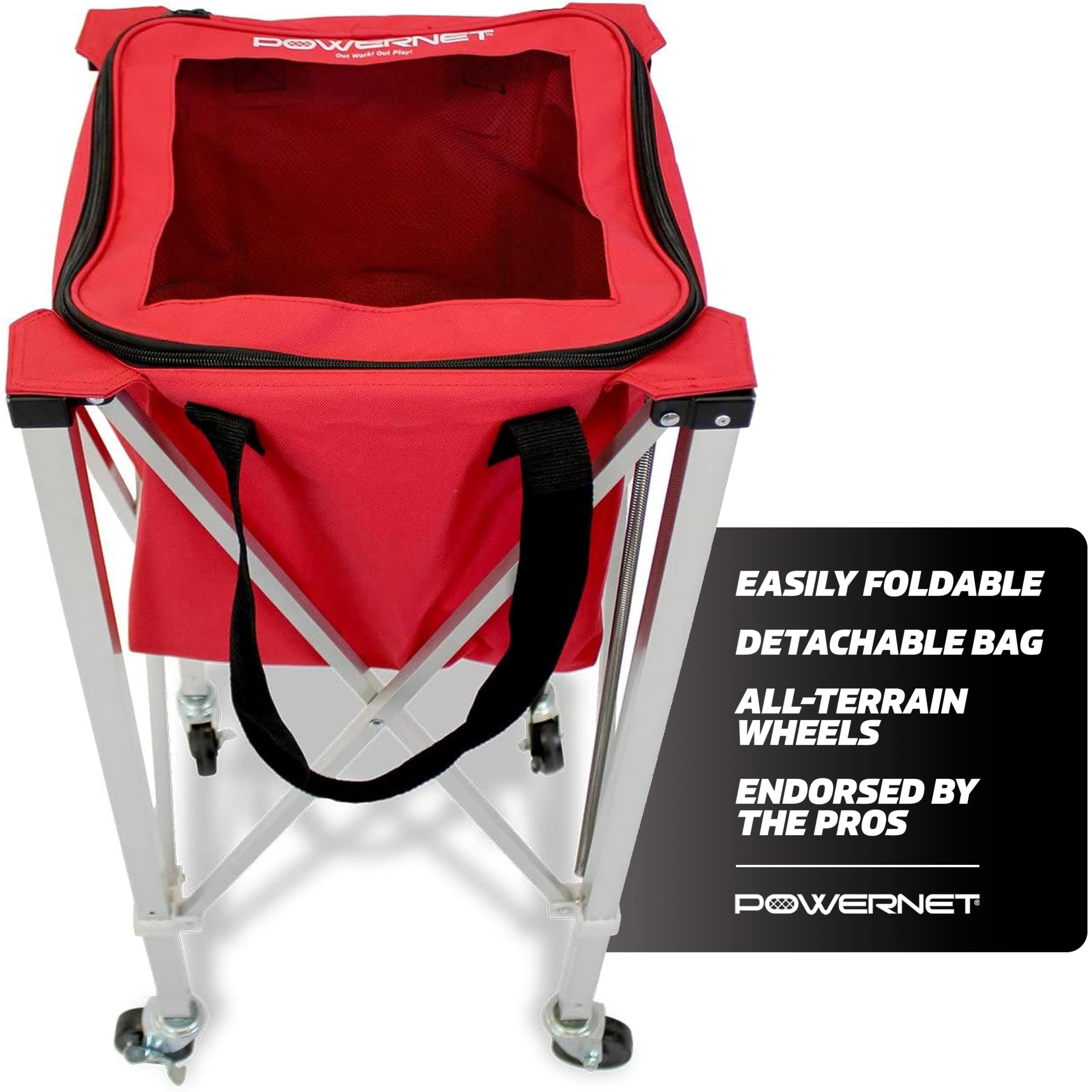 PowerNet Wheeled Caddy Cart - Portable Multi-Sport Ball Hopper for Baseball, Softball & Tennis | Perfect for Training, Drills & Team Practices | Durable Sports Equipment for Coaches & Players