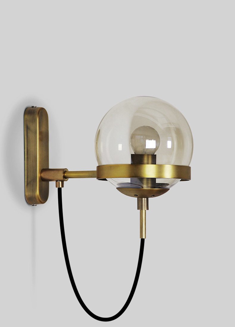 Hadyn Ring Orb Glass Ball Wall Light - Modern LED Sconce for Bedroom, Living Room, and Hallway Decor