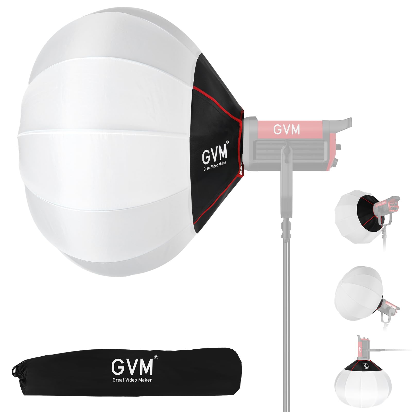 GVM 26-inch/65cm Quick-Setup Bowens Mount Lantern Softbox - Portable Light Modifier for GVM SD Series & Compatible Studio Lights - Perfect for Portrait, Product Photography & YouTube Videos