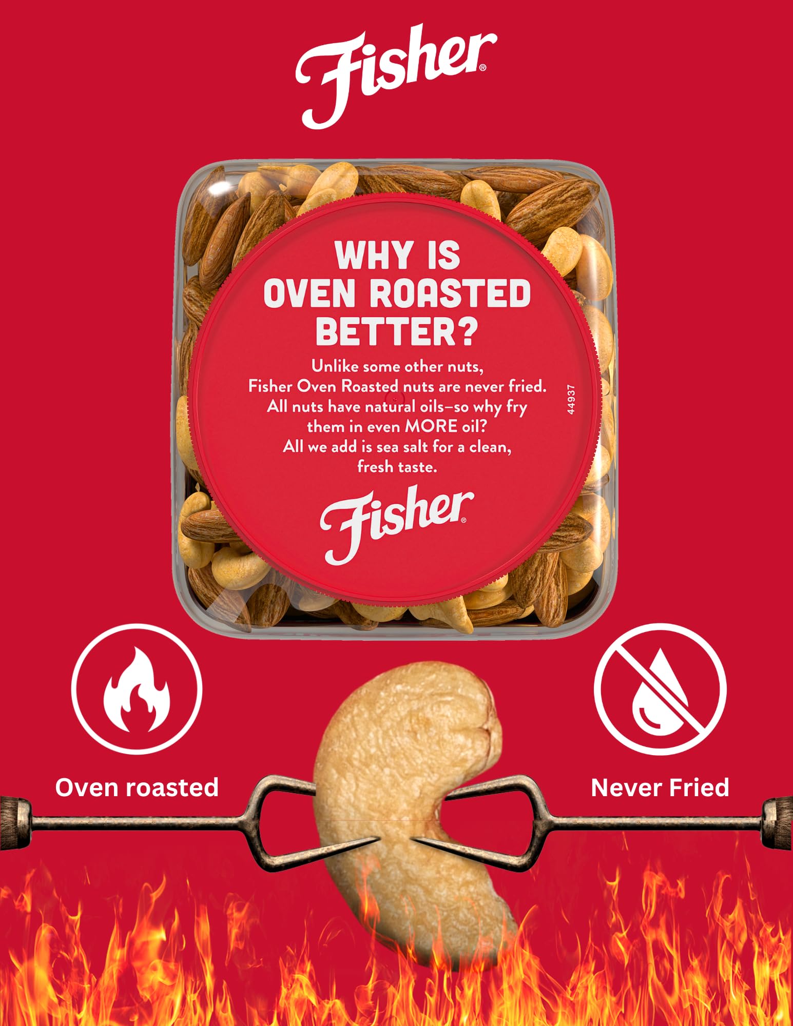 Fisher Oven Roasted Almond & Cashew Blend - Healthy Gluten Free Snacks with Sea Salt, No Added Oil or Preservatives - 24oz Pack of 1 - Perfect for Hiking, Office Snacks & Healthy Lifestyle