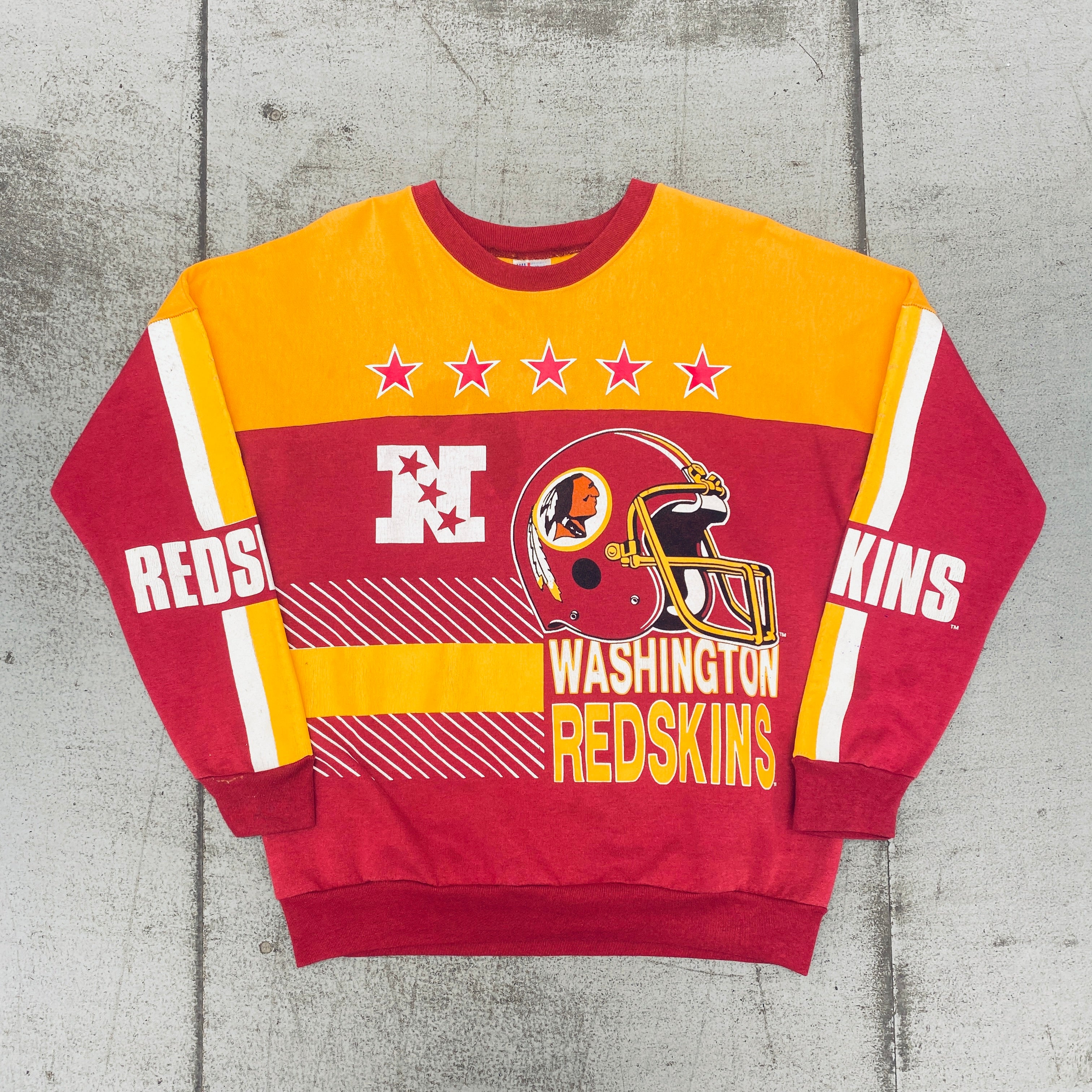 Washington Redskins Vintage 1980s Graphic Spellout Sweatshirt - M/L Size, Retro NFL Fan Gear for Game Day & Casual Wear